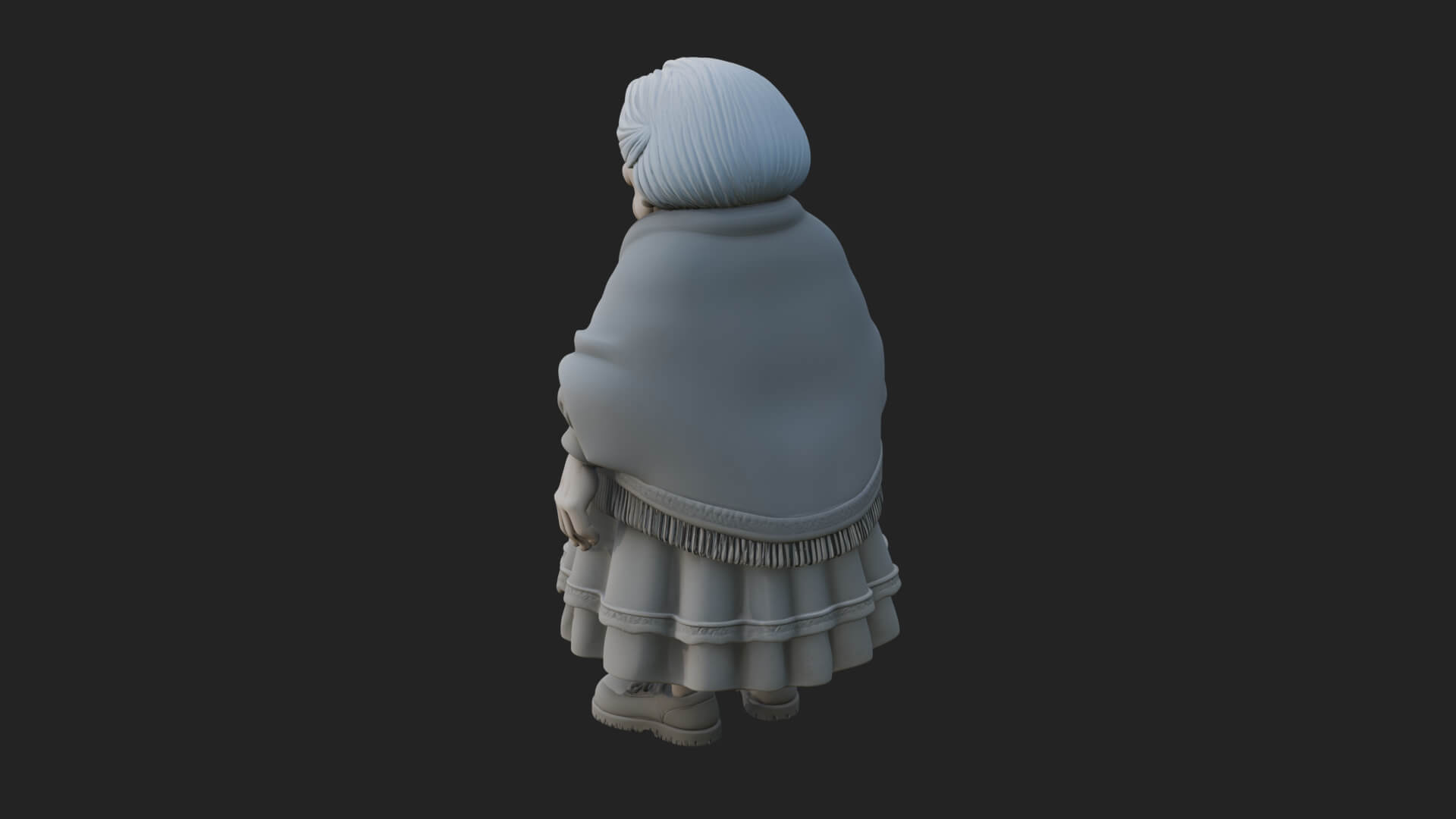 Old Woman with Shawl Statue Design 1 3D Print Model 3D Model