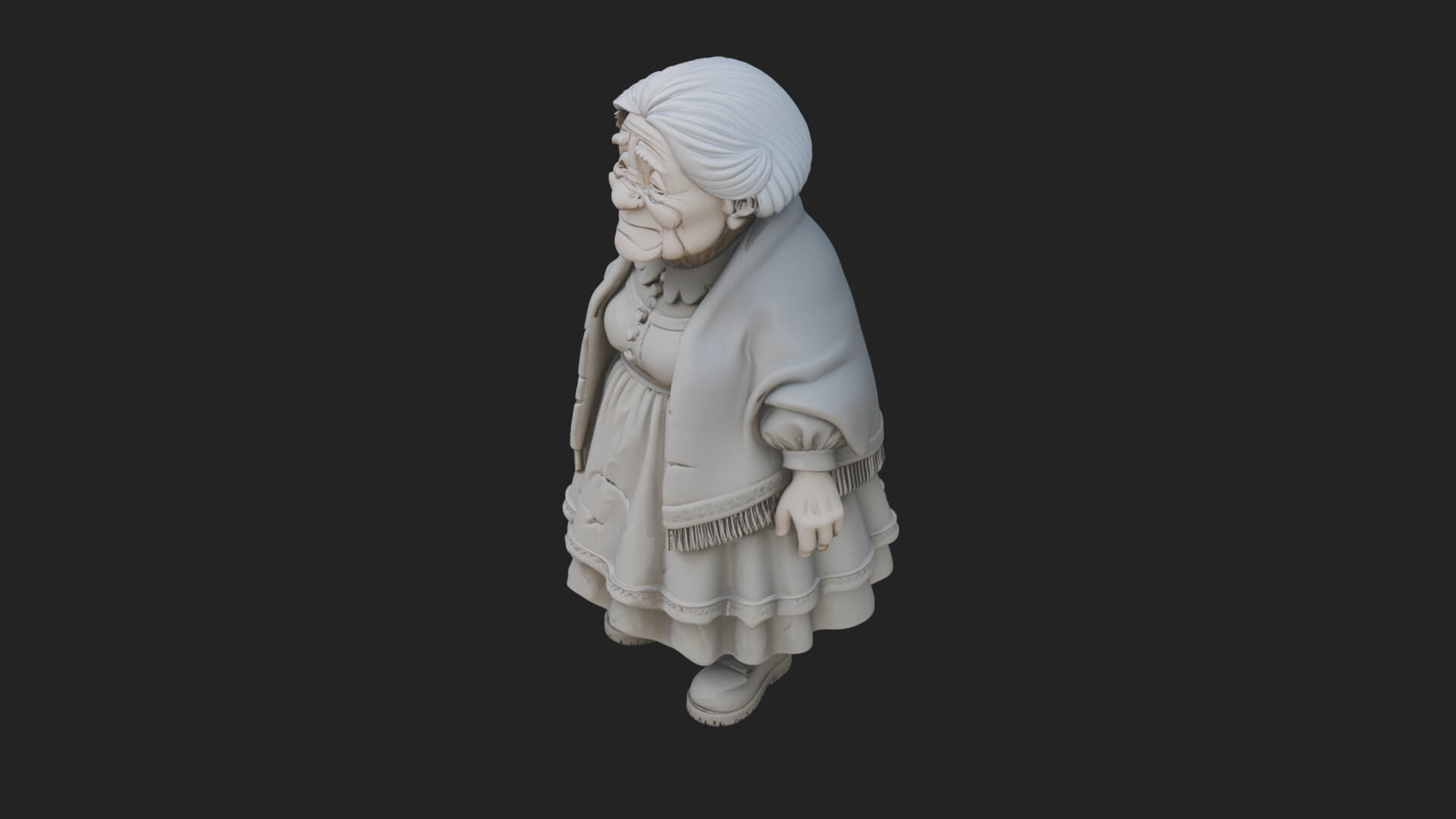 Old Woman with Shawl Statue Design 1 3D Print Model 3D Model