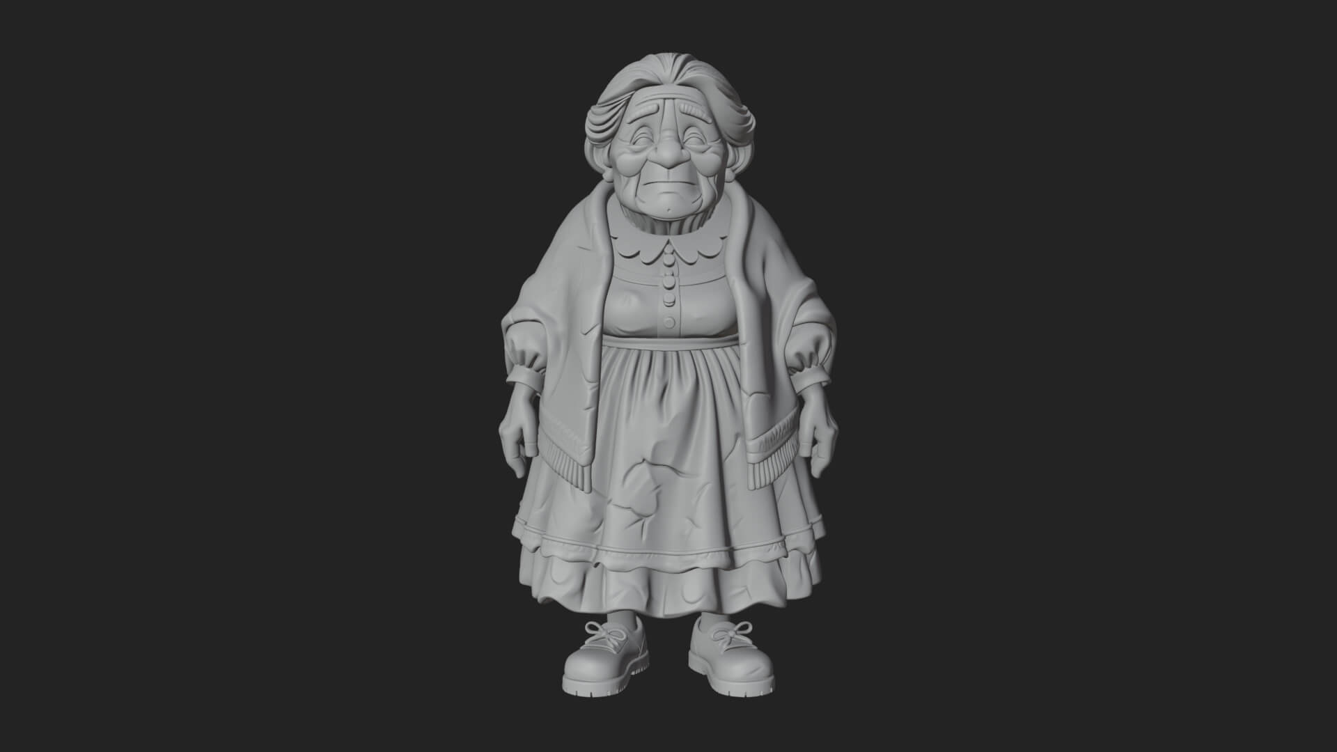 Old Woman with Shawl Statue Design 1 3D Print Model 3D Model