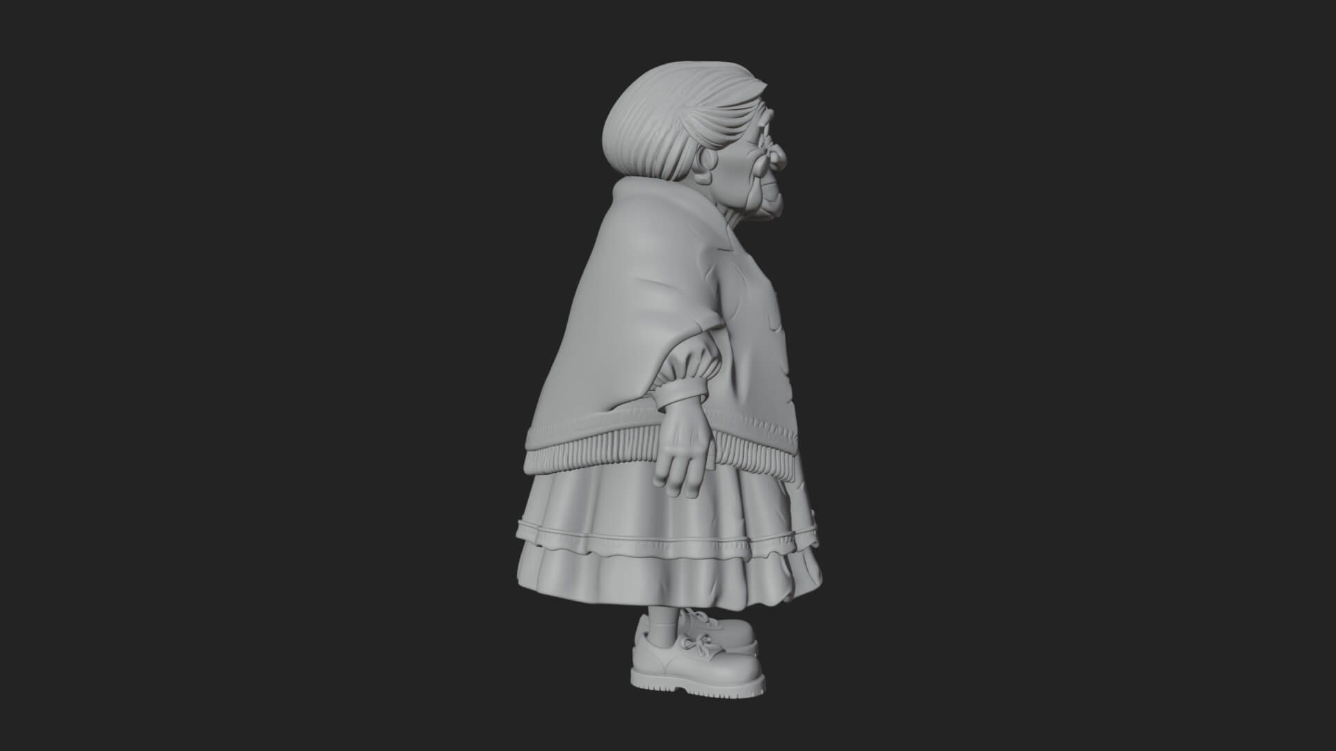 Old Woman with Shawl Statue Design 1 3D Print Model 3D Model