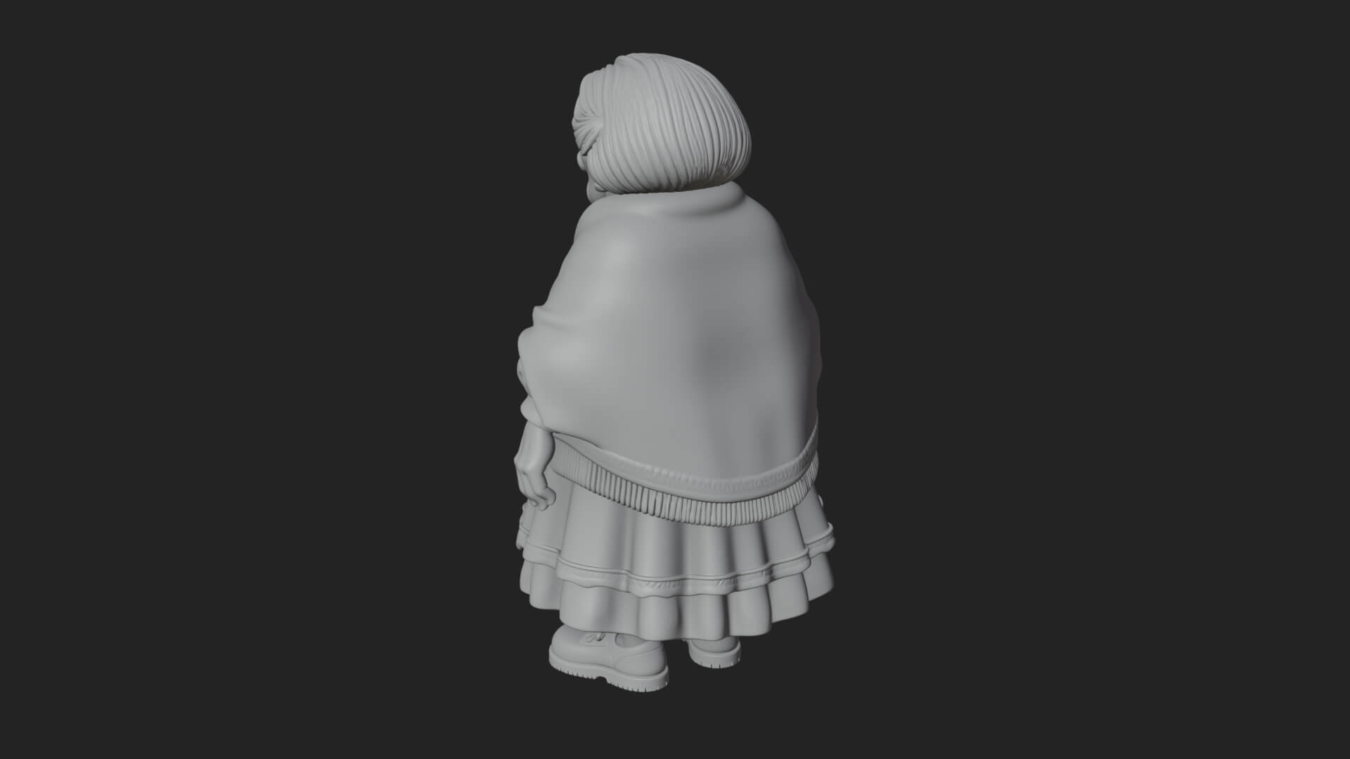 Old Woman with Shawl Statue Design 1 3D Print Model 3D Model