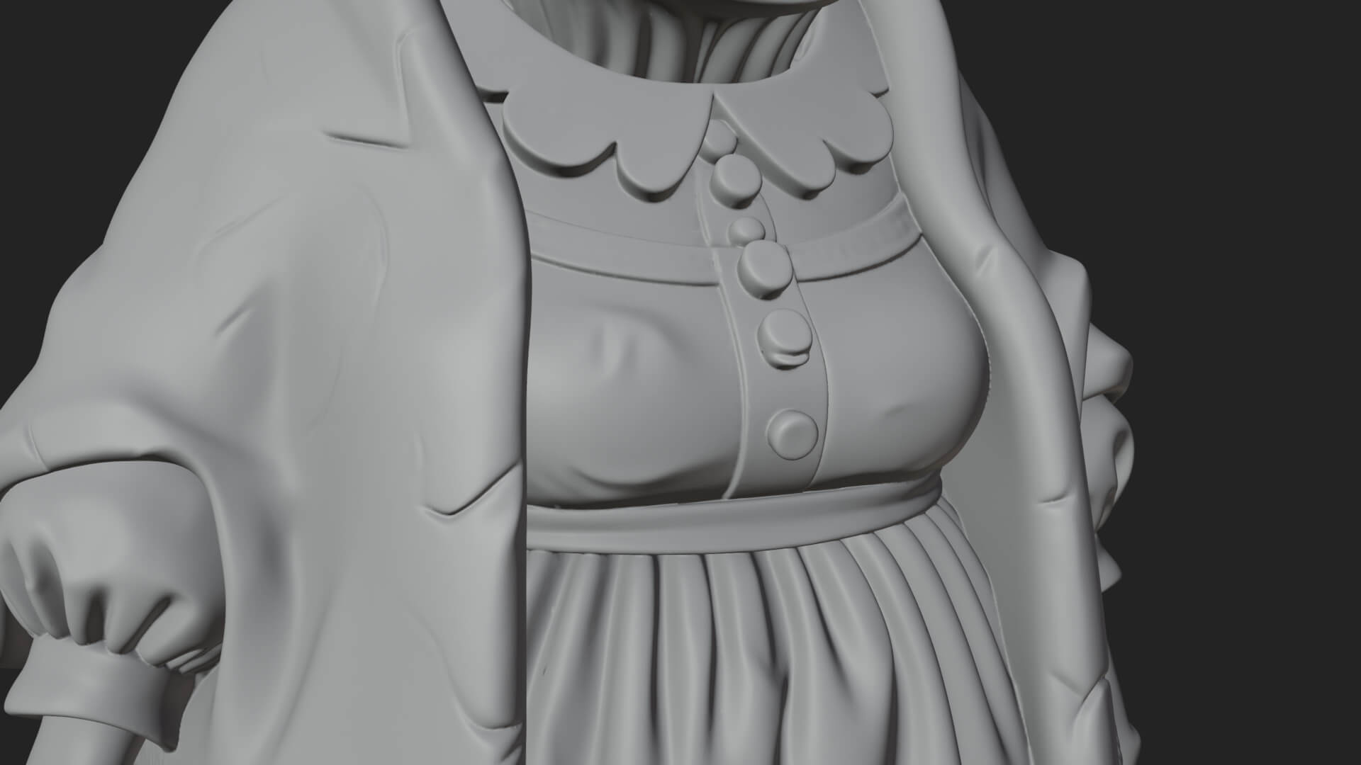 Old Woman with Shawl Statue Design 1 3D Print Model 3D Model