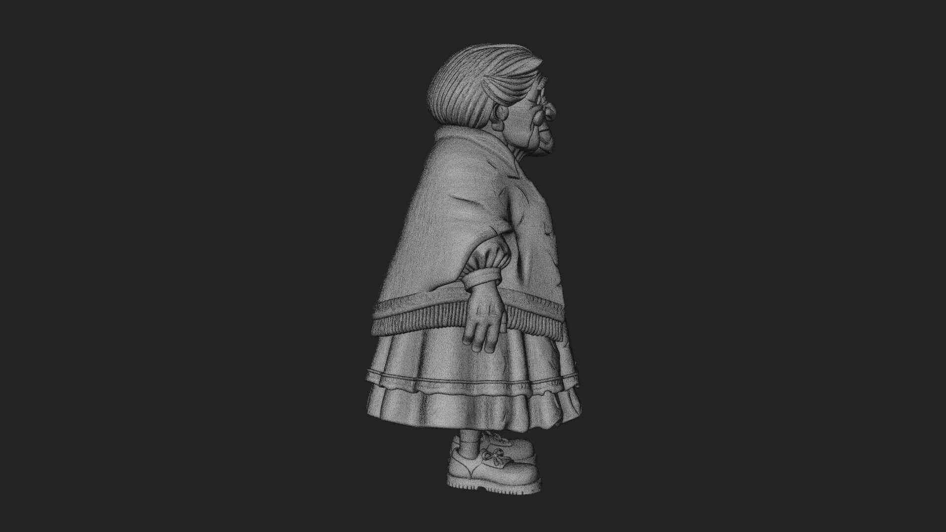 Old Woman with Shawl Statue Design 1 3D Print Model 3D Model