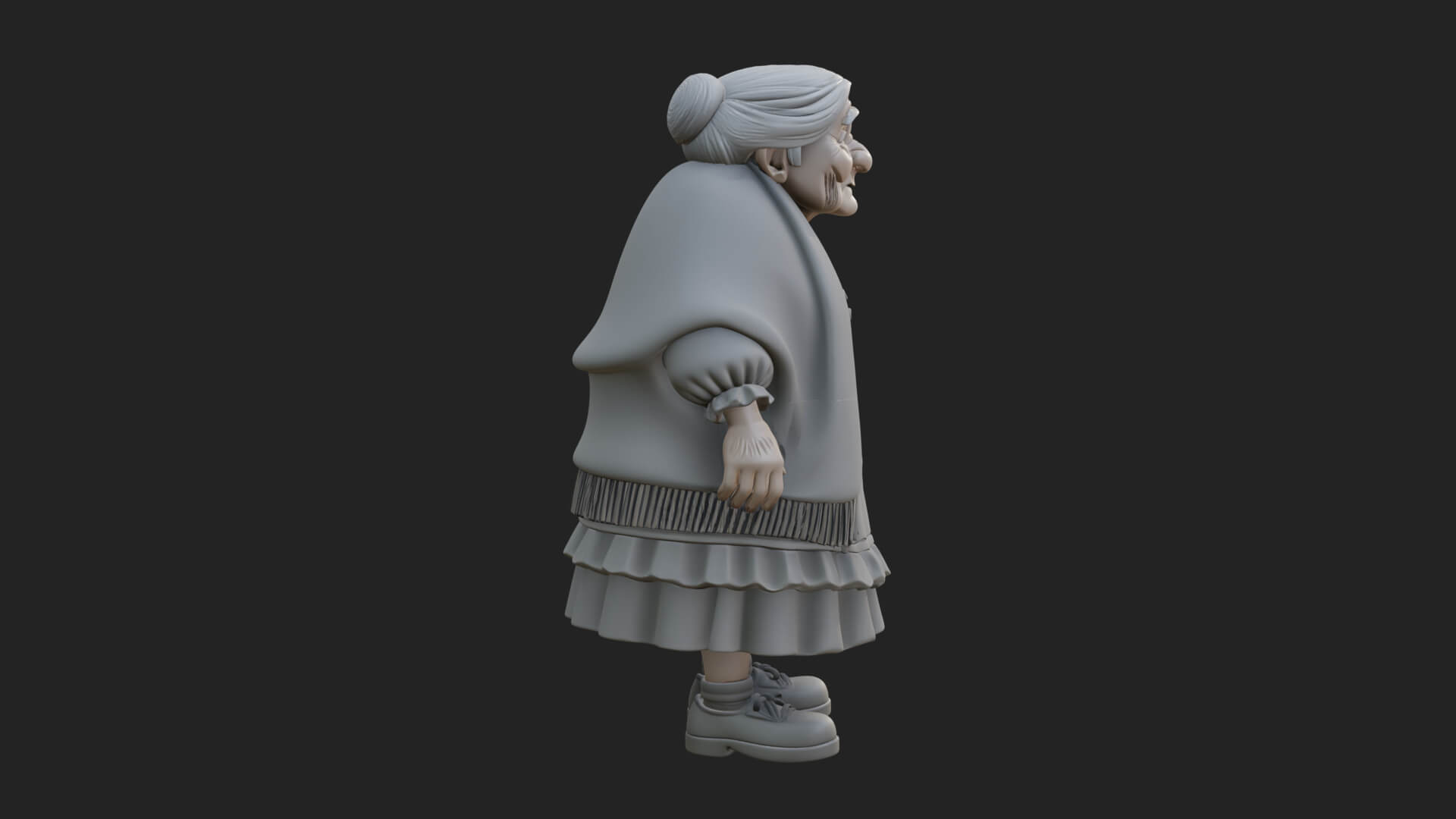 Old Woman with Shawl Statue Design 2 3D Print Model 3D Model
