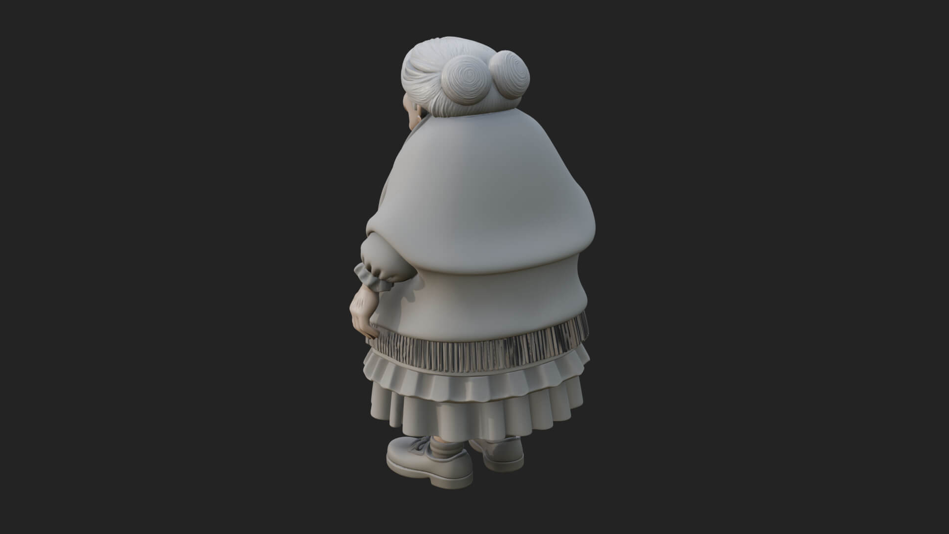 Old Woman with Shawl Statue Design 2 3D Print Model 3D Model