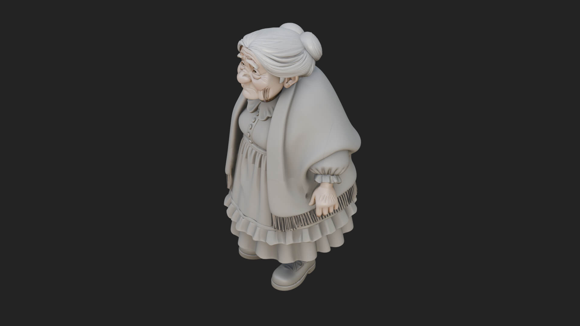 Old Woman with Shawl Statue Design 2 3D Print Model 3D Model