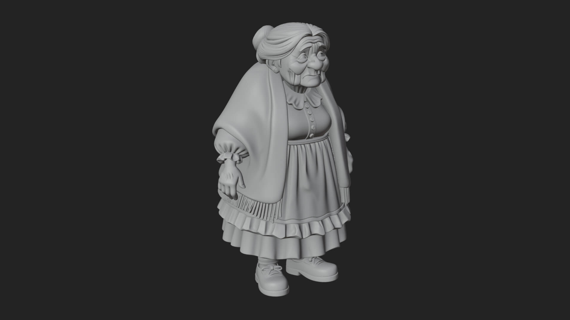 Old Woman with Shawl Statue Design 2 3D Print Model 3D Model