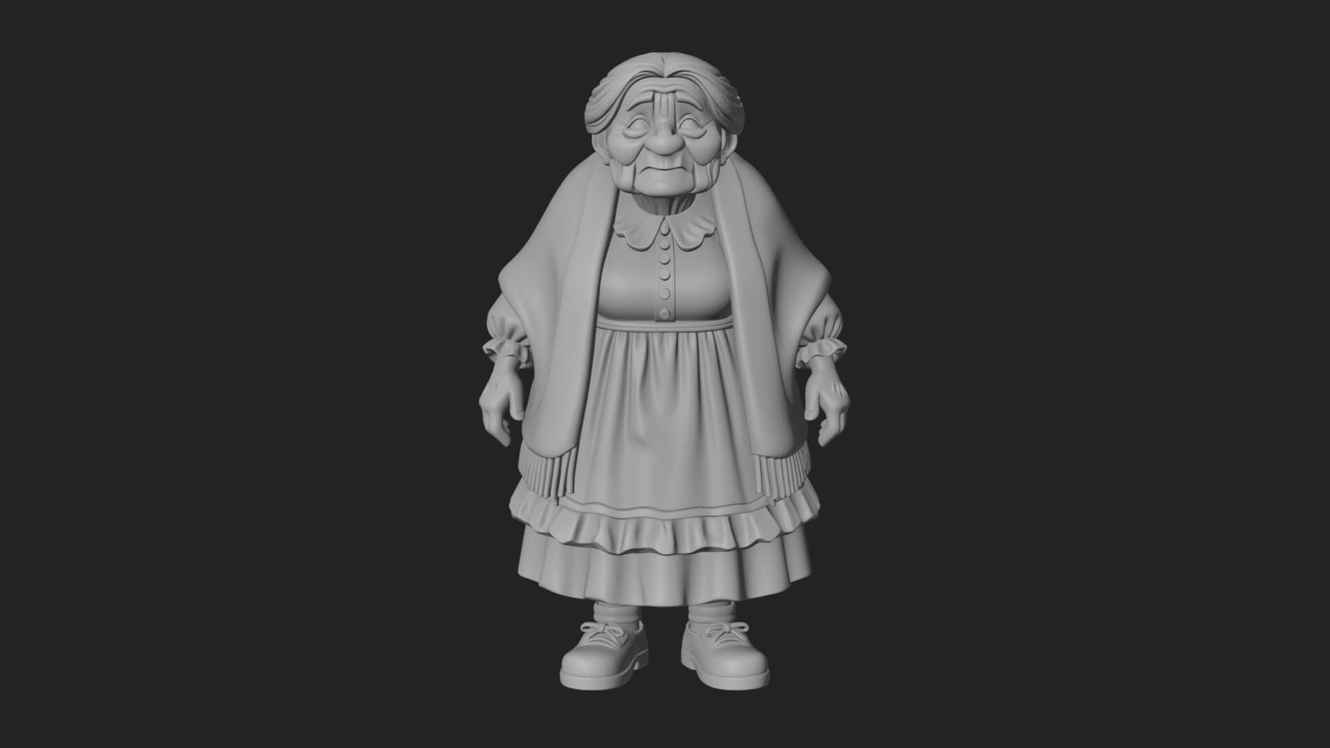 Old Woman with Shawl Statue Design 2 3D Print Model 3D Model