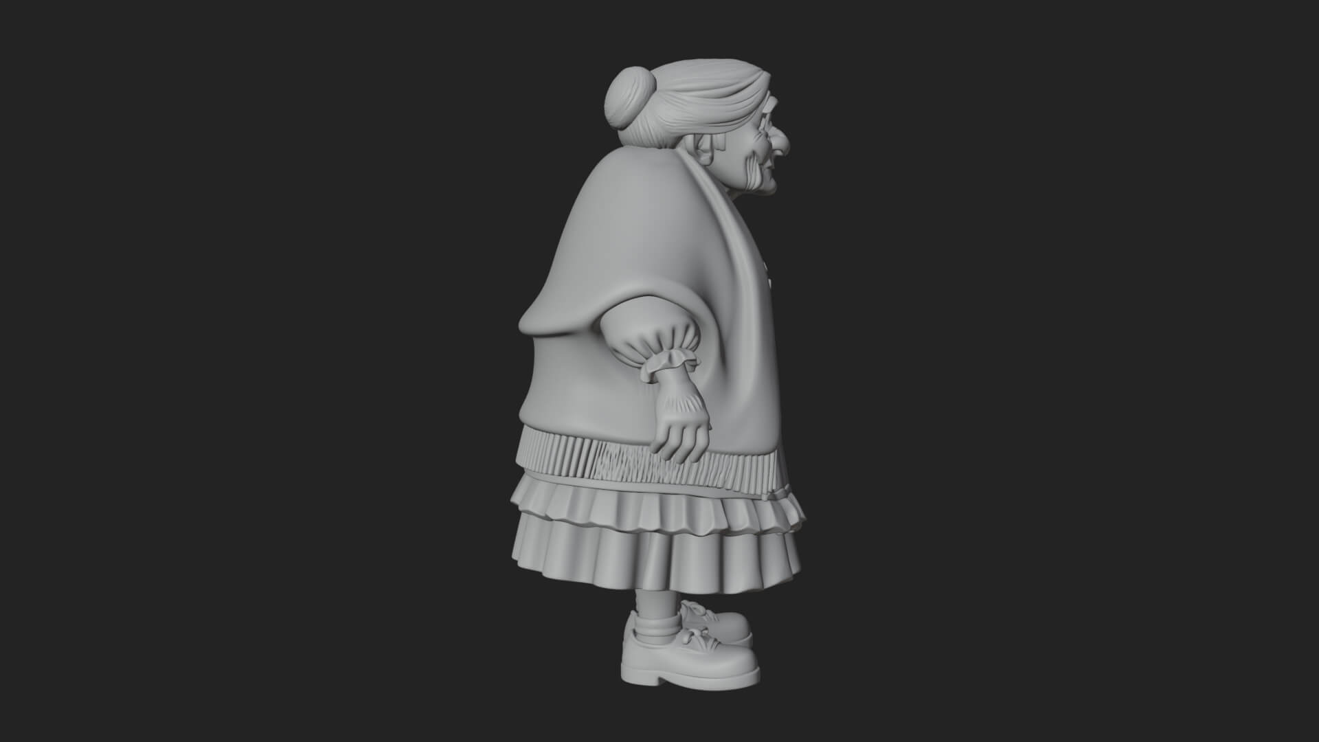 Old Woman with Shawl Statue Design 2 3D Print Model 3D Model