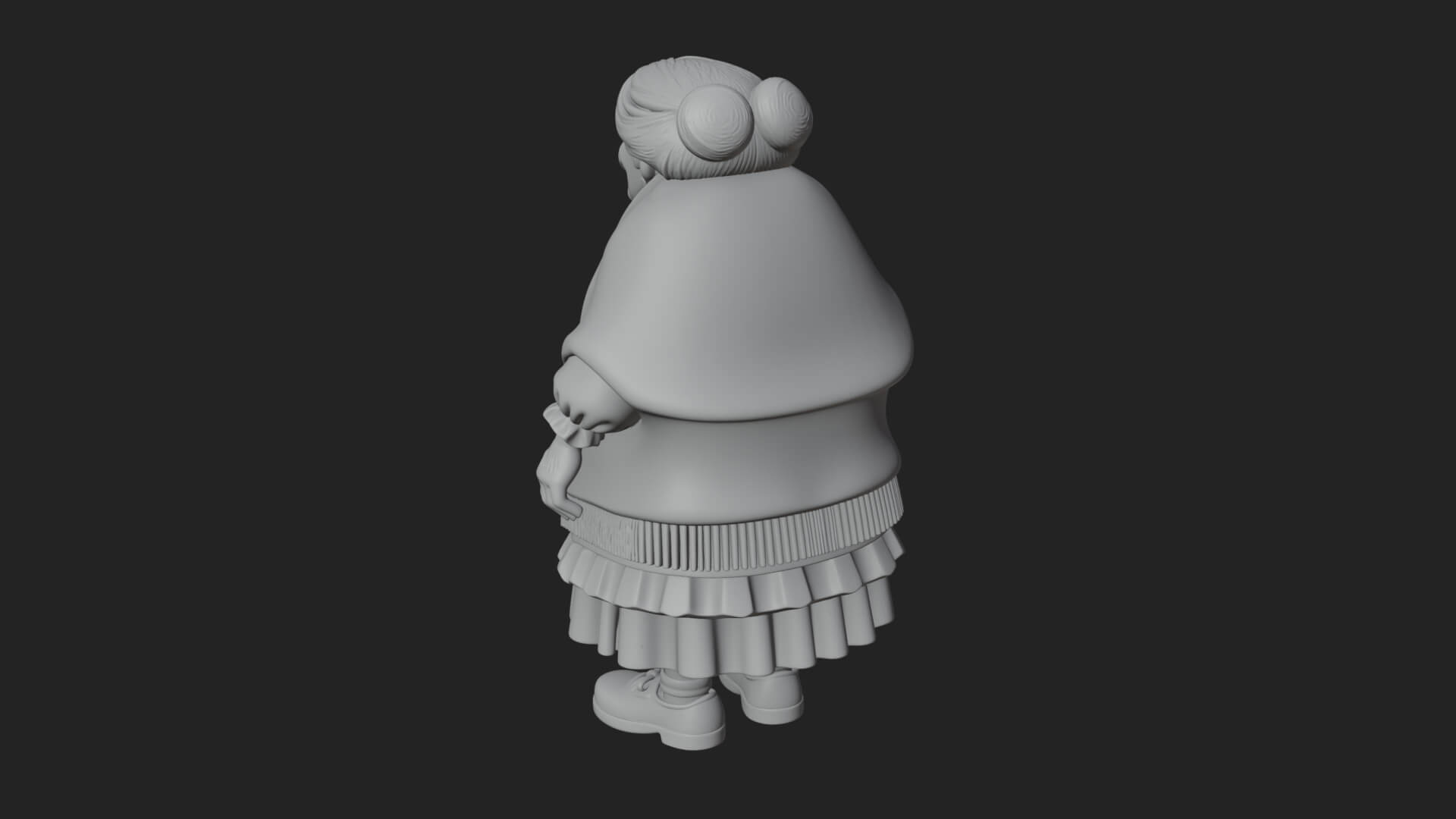 Old Woman with Shawl Statue Design 2 3D Print Model 3D Model