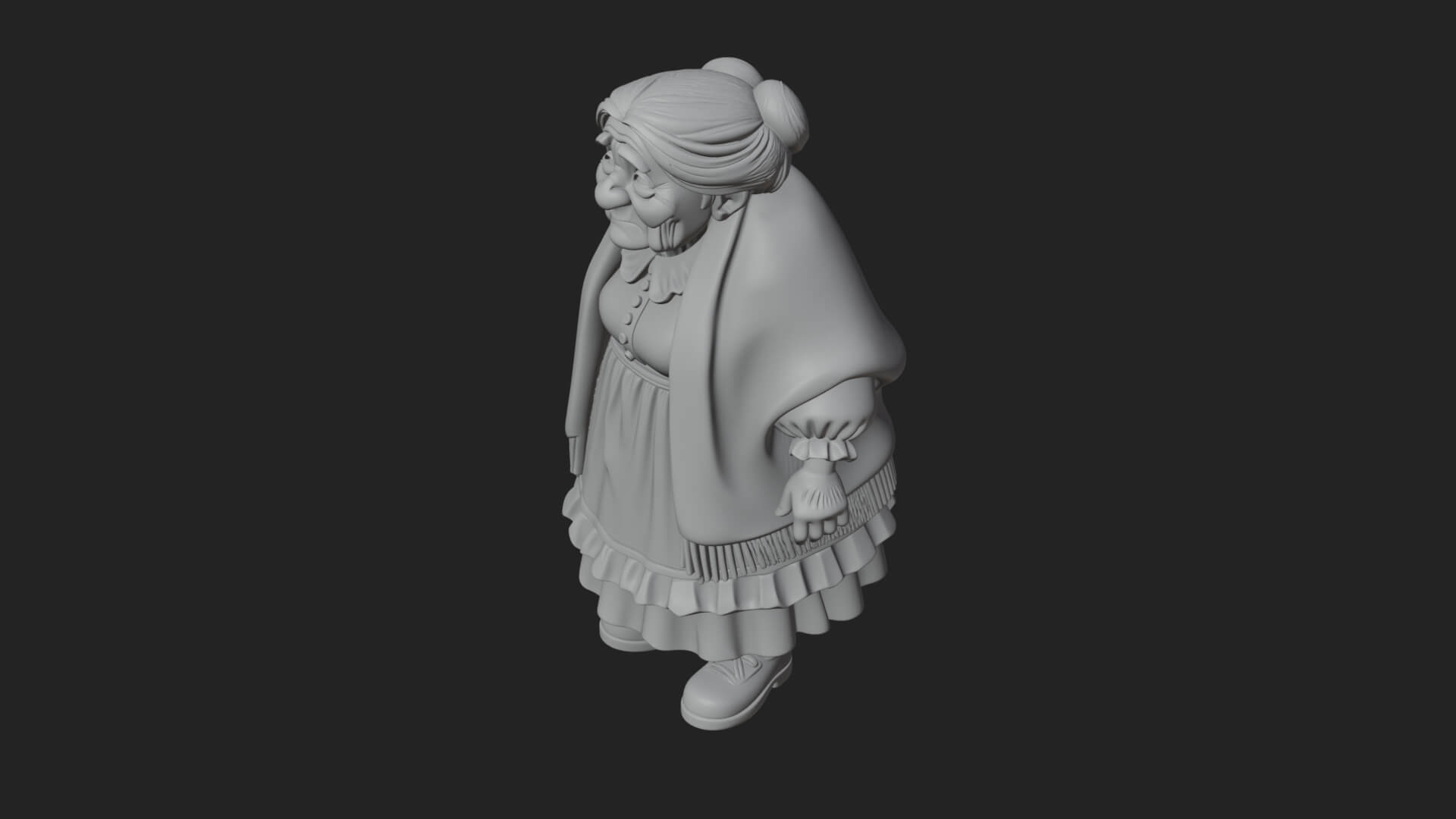 Old Woman with Shawl Statue Design 2 3D Print Model 3D Model