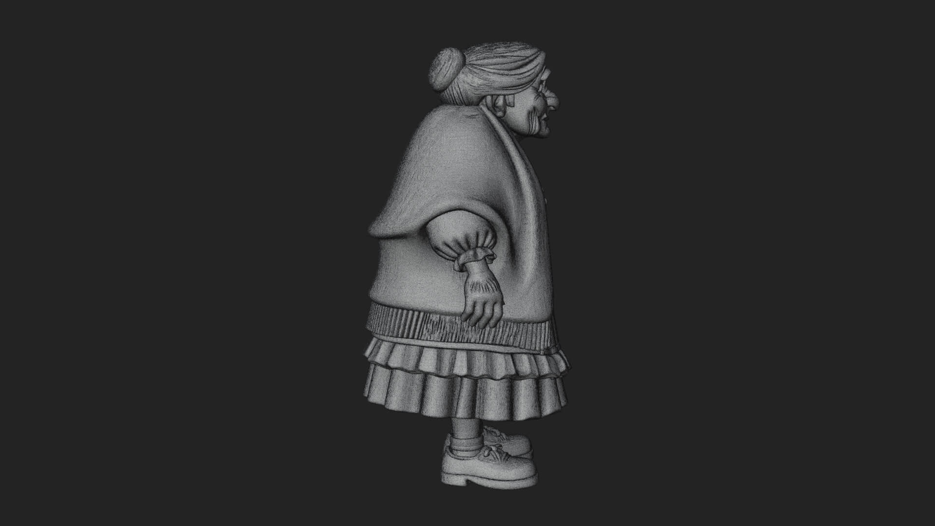 Old Woman with Shawl Statue Design 2 3D Print Model 3D Model