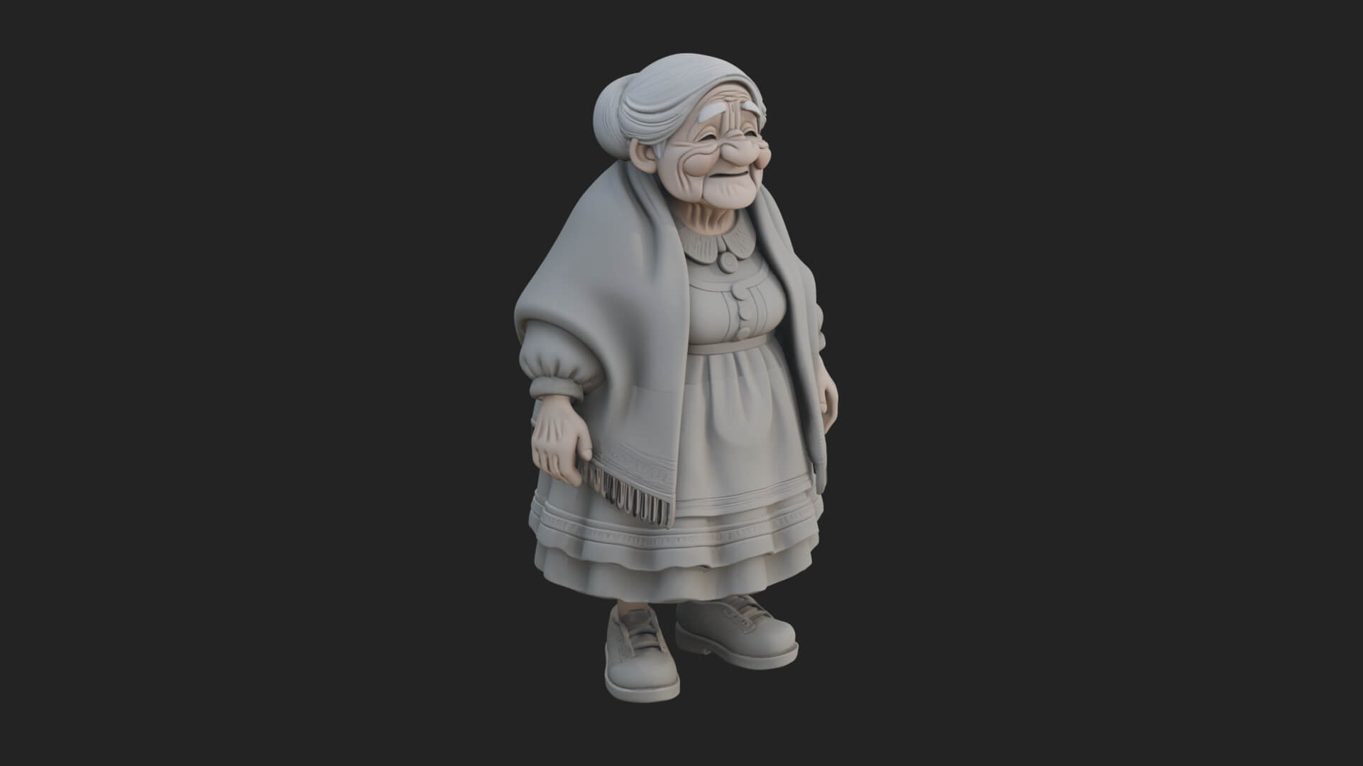 Old Woman with Shawl Statue Design 3 3D Print Model 3D Model