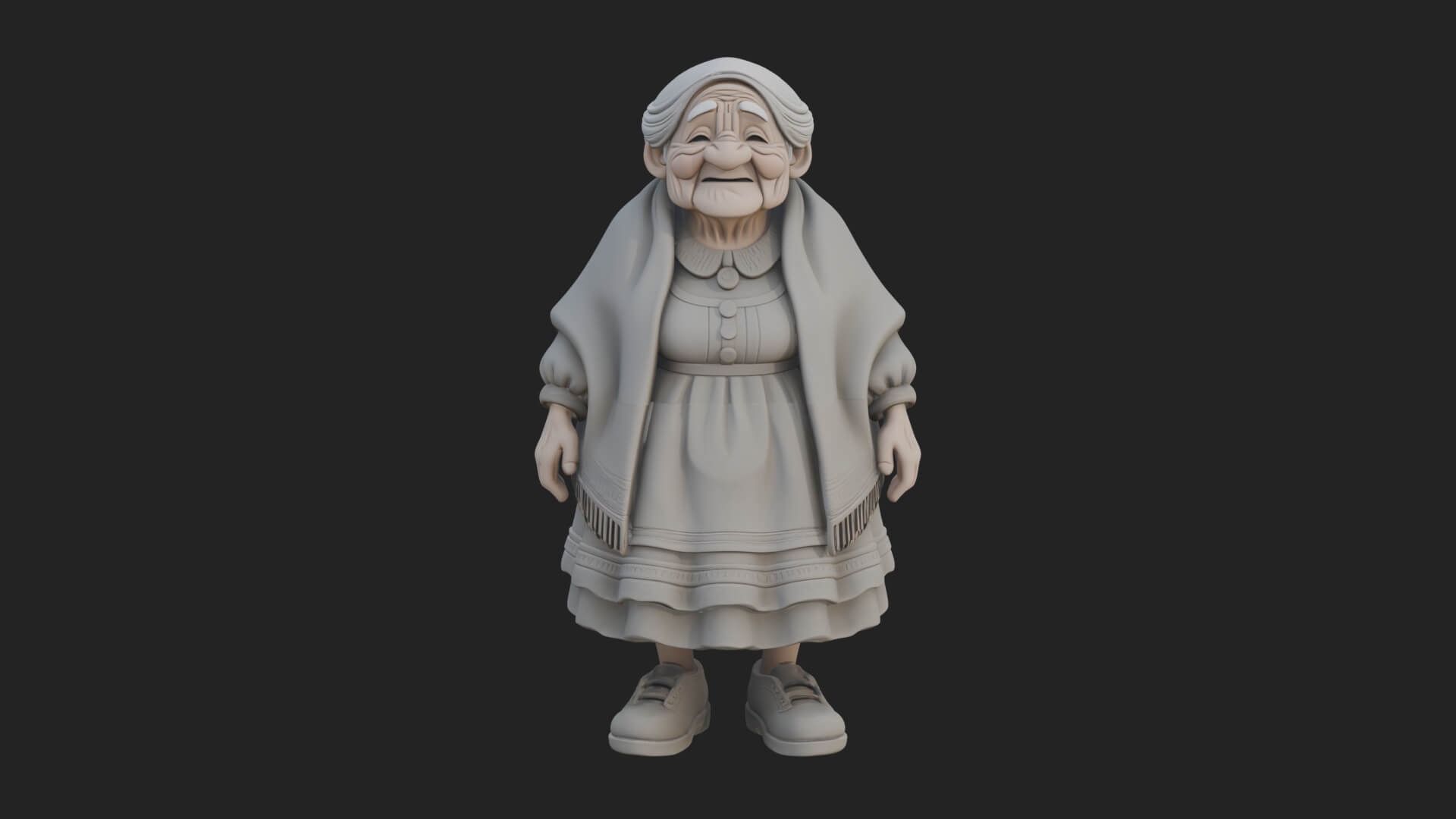 Old Woman with Shawl Statue Design 3 3D Print Model 3D Model