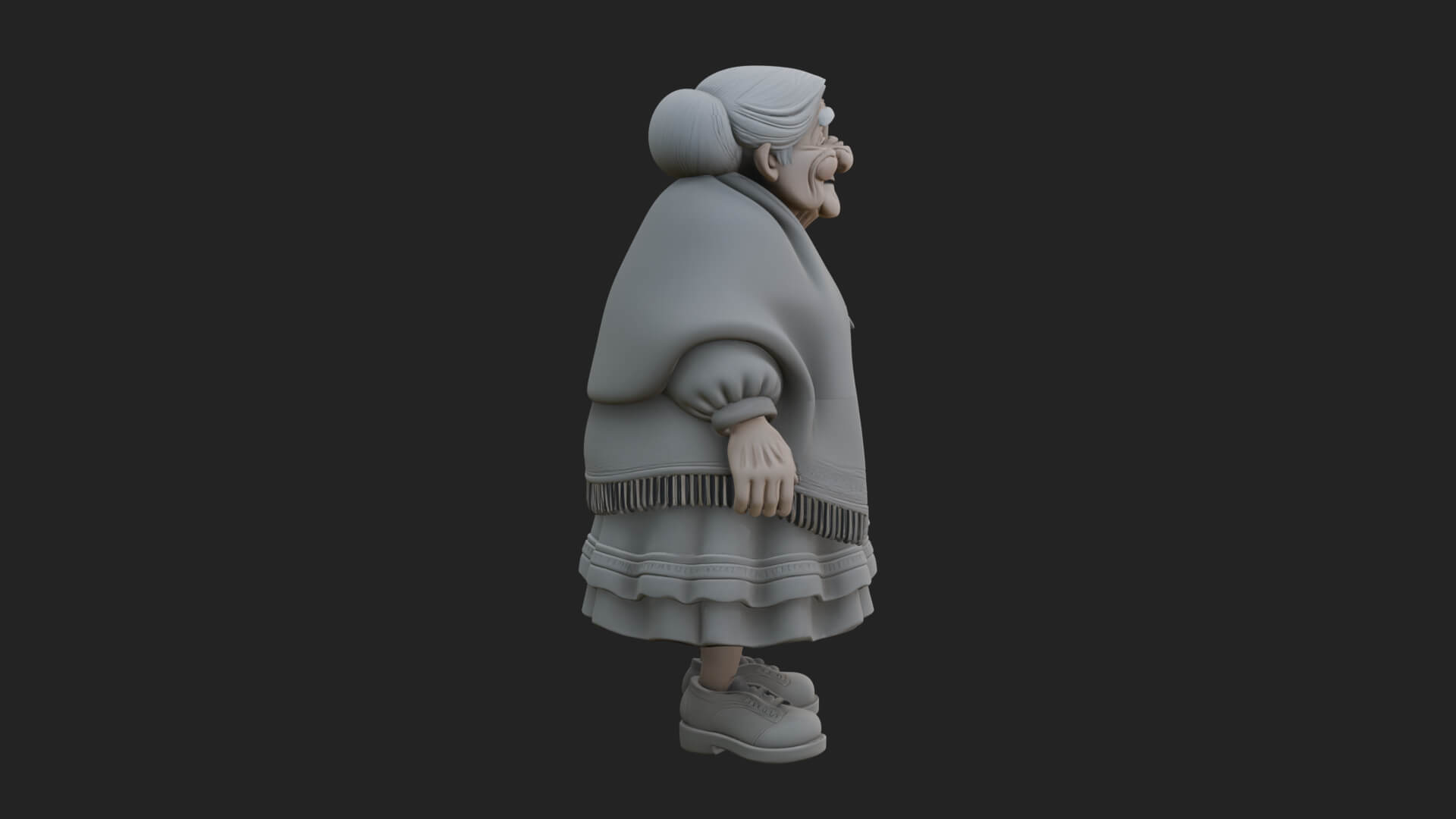 Old Woman with Shawl Statue Design 3 3D Print Model 3D Model