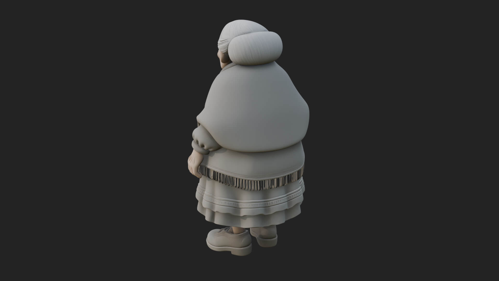 Old Woman with Shawl Statue Design 3 3D Print Model 3D Model