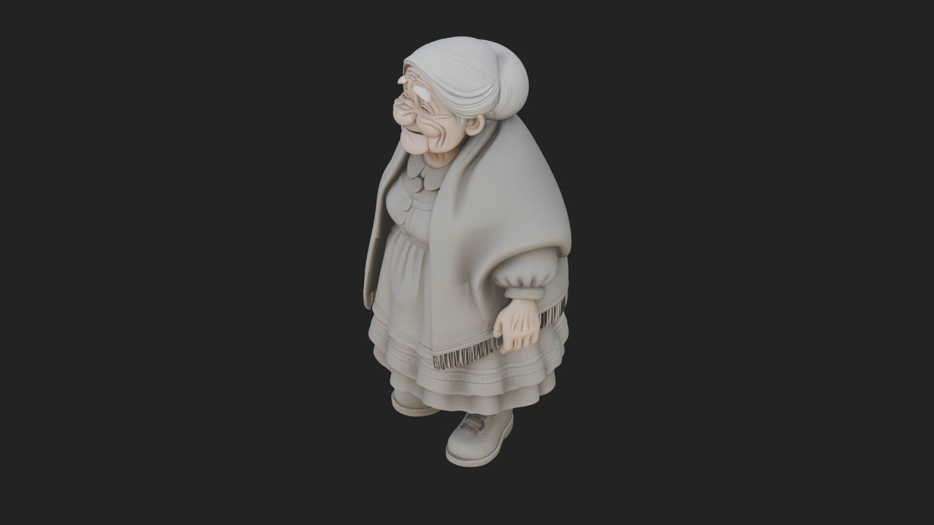 Old Woman with Shawl Statue Design 3 3D Print Model 3D Model