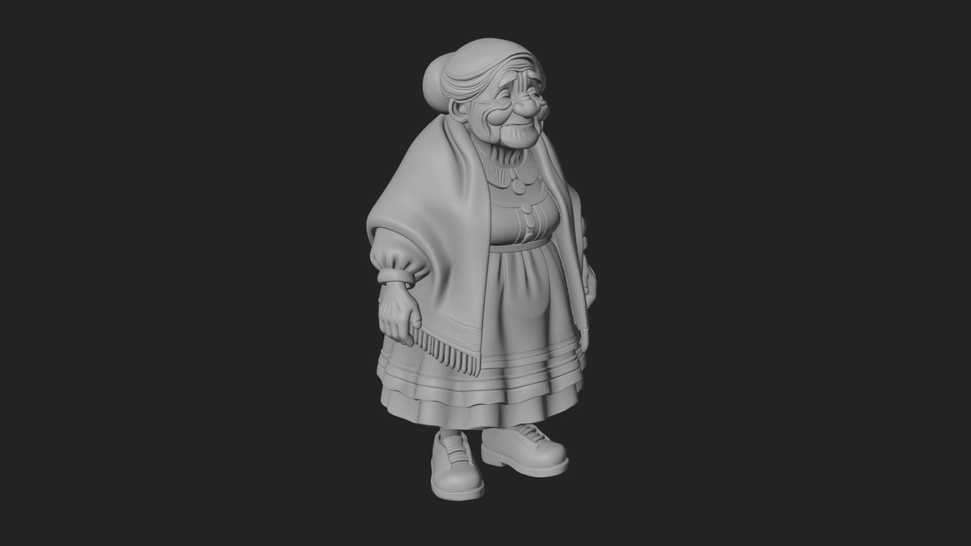 Old Woman with Shawl Statue Design 3 3D Print Model 3D Model