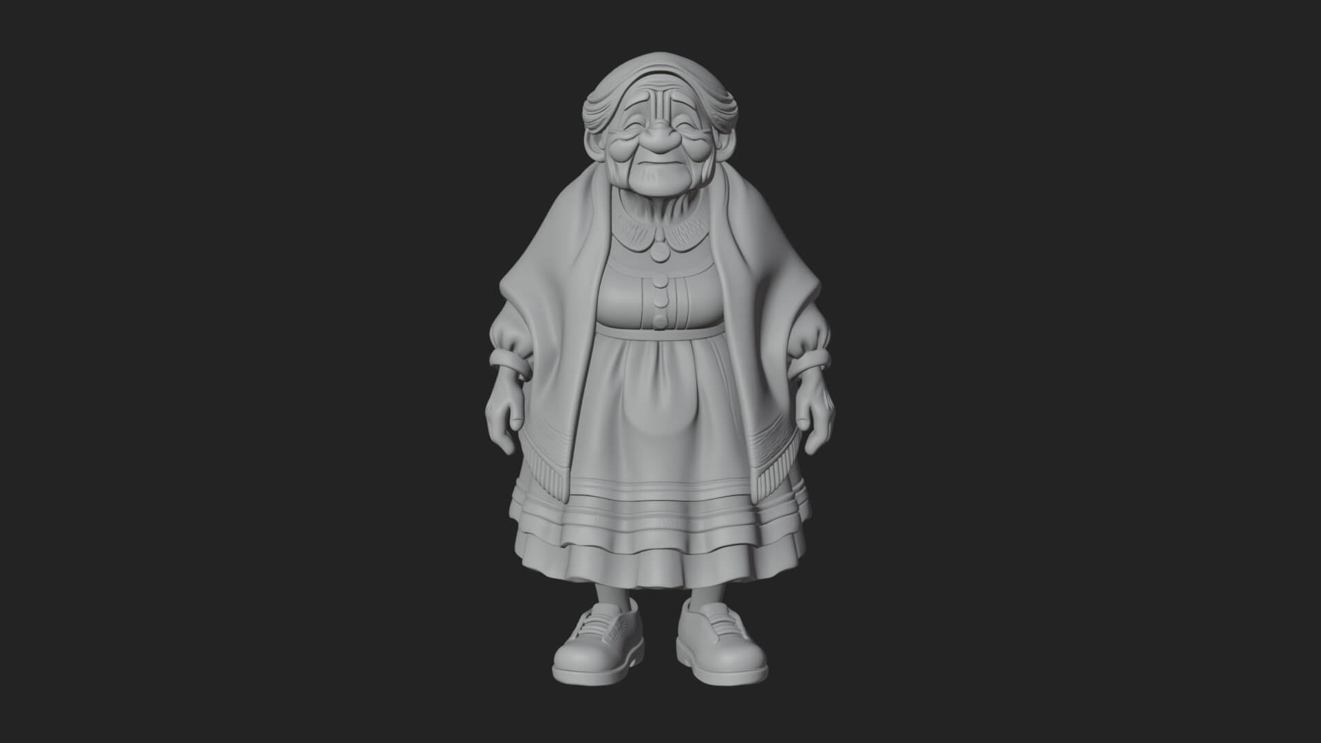 Old Woman with Shawl Statue Design 3 3D Print Model 3D Model