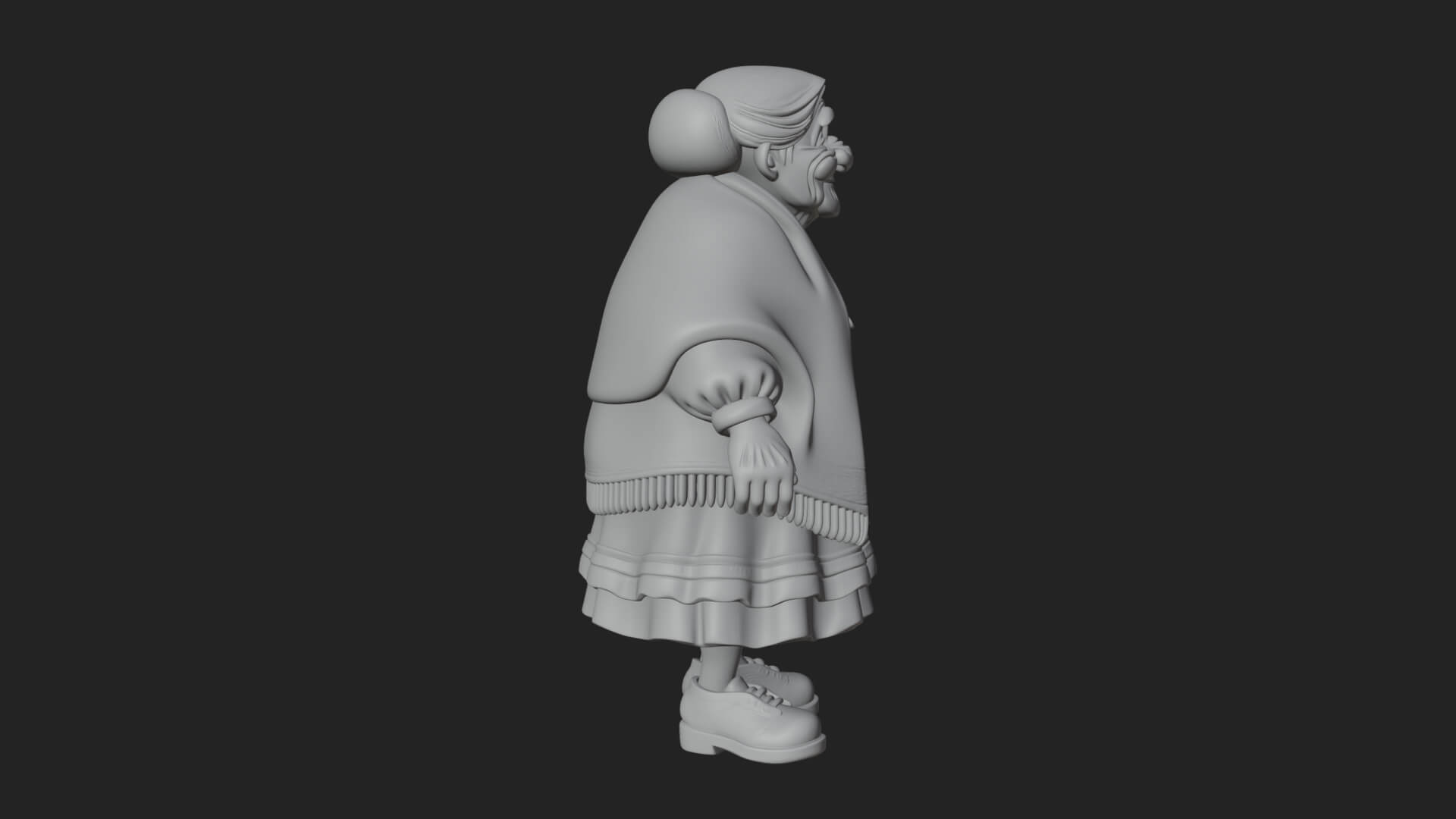 Old Woman with Shawl Statue Design 3 3D Print Model 3D Model