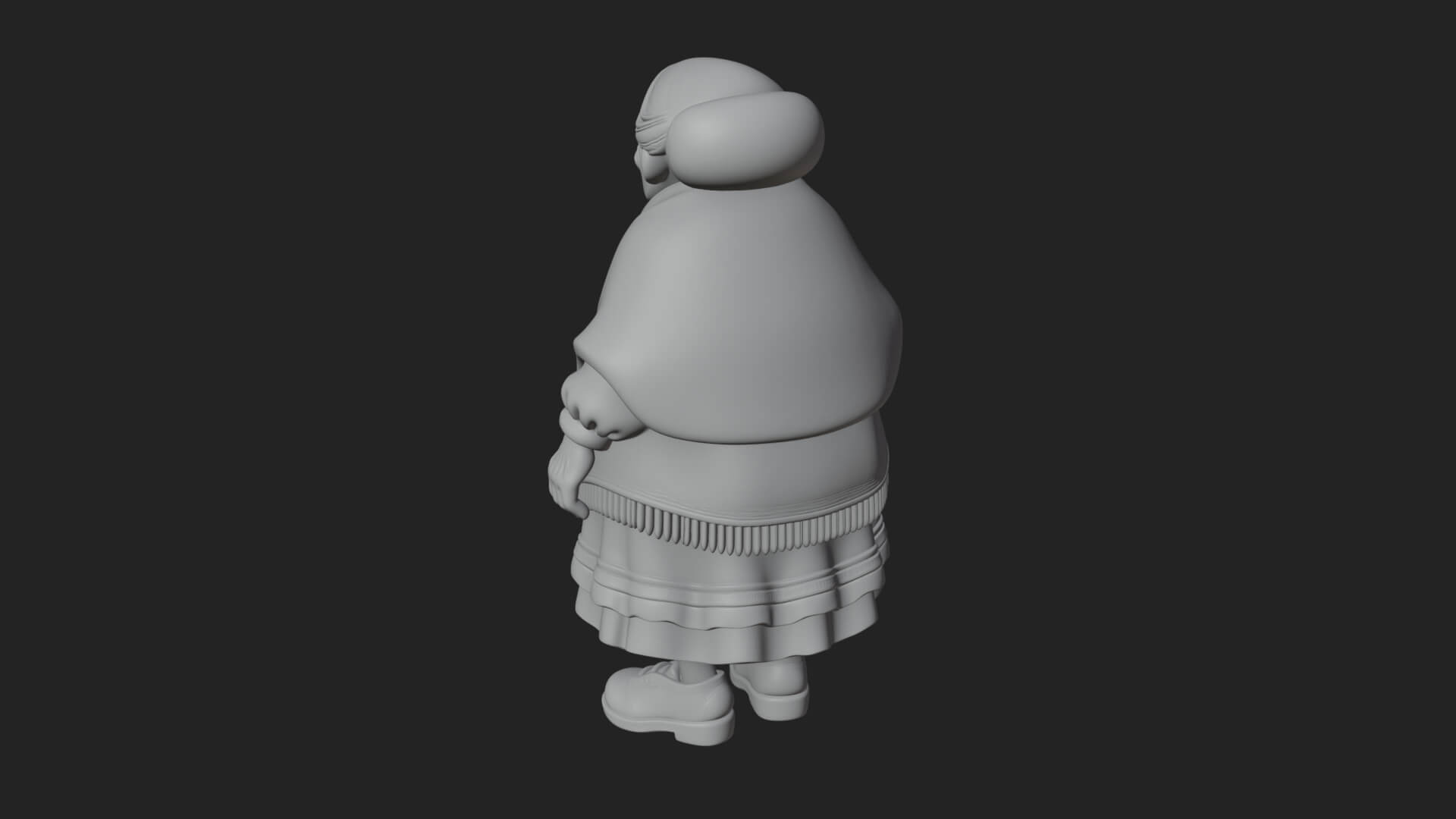 Old Woman with Shawl Statue Design 3 3D Print Model 3D Model