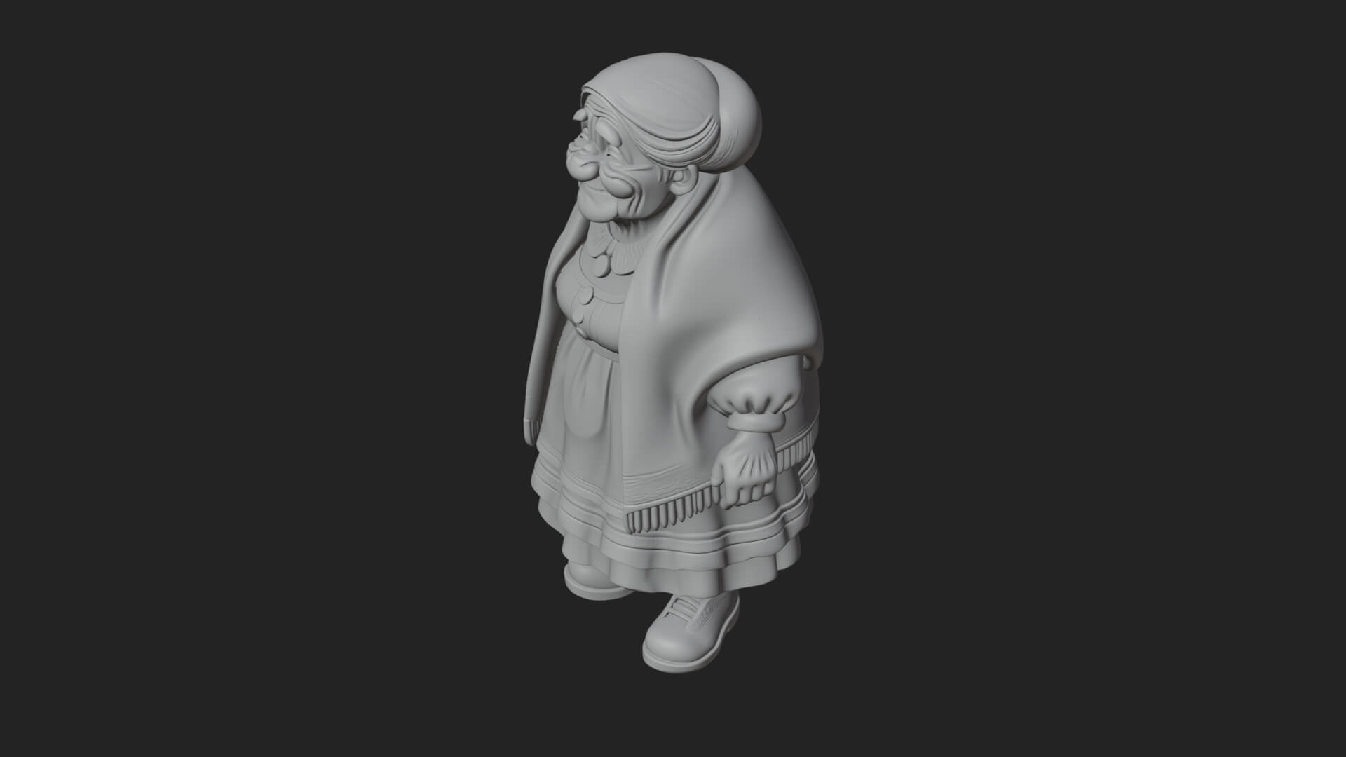 Old Woman with Shawl Statue Design 3 3D Print Model 3D Model