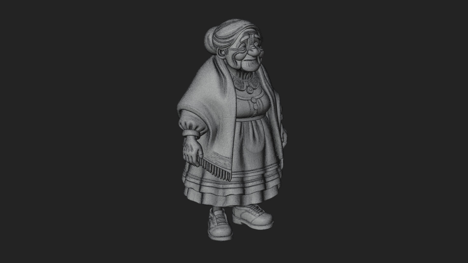 Old Woman with Shawl Statue Design 3 3D Print Model 3D Model