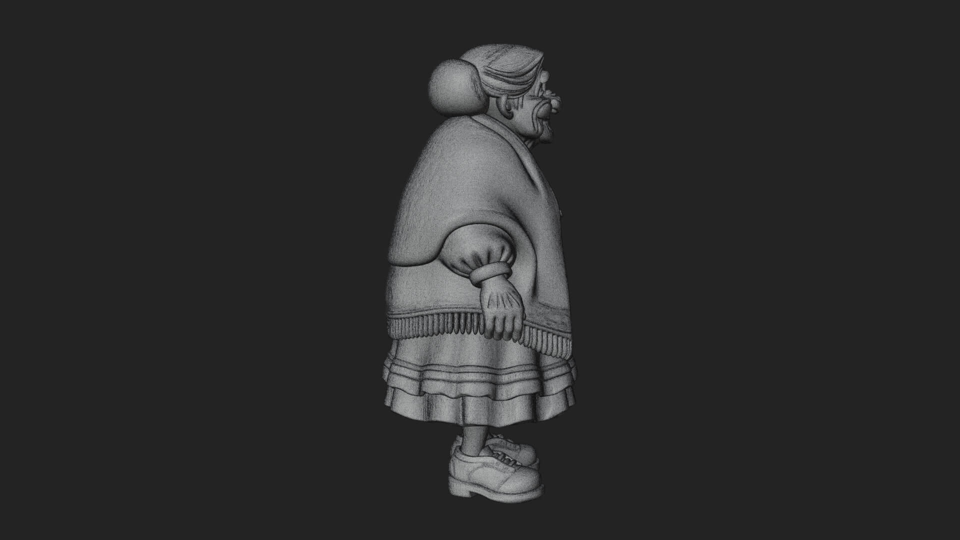 Old Woman with Shawl Statue Design 3 3D Print Model 3D Model