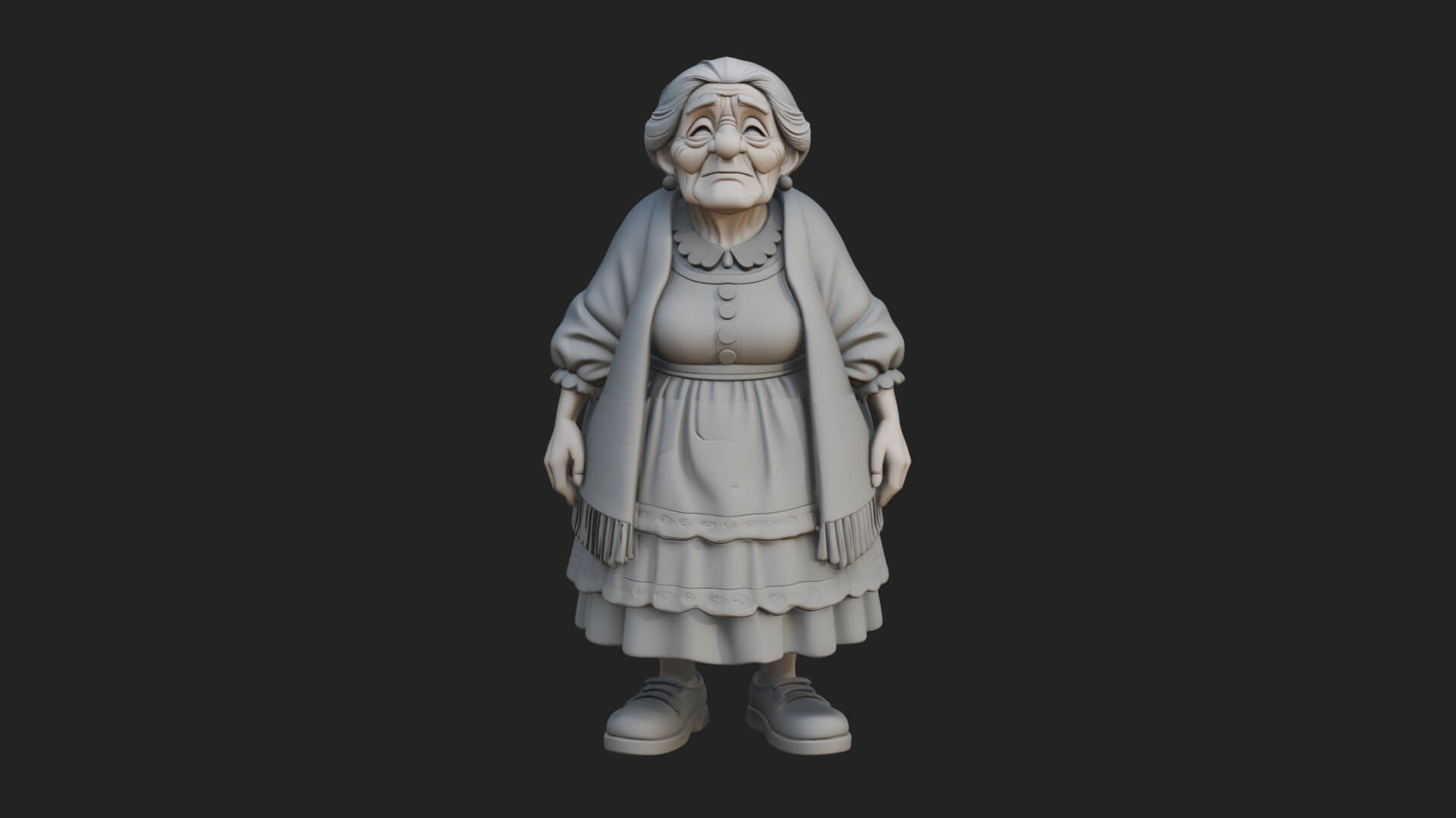Old Woman with Shawl Statue Design 4 3D Print Model 3D Model