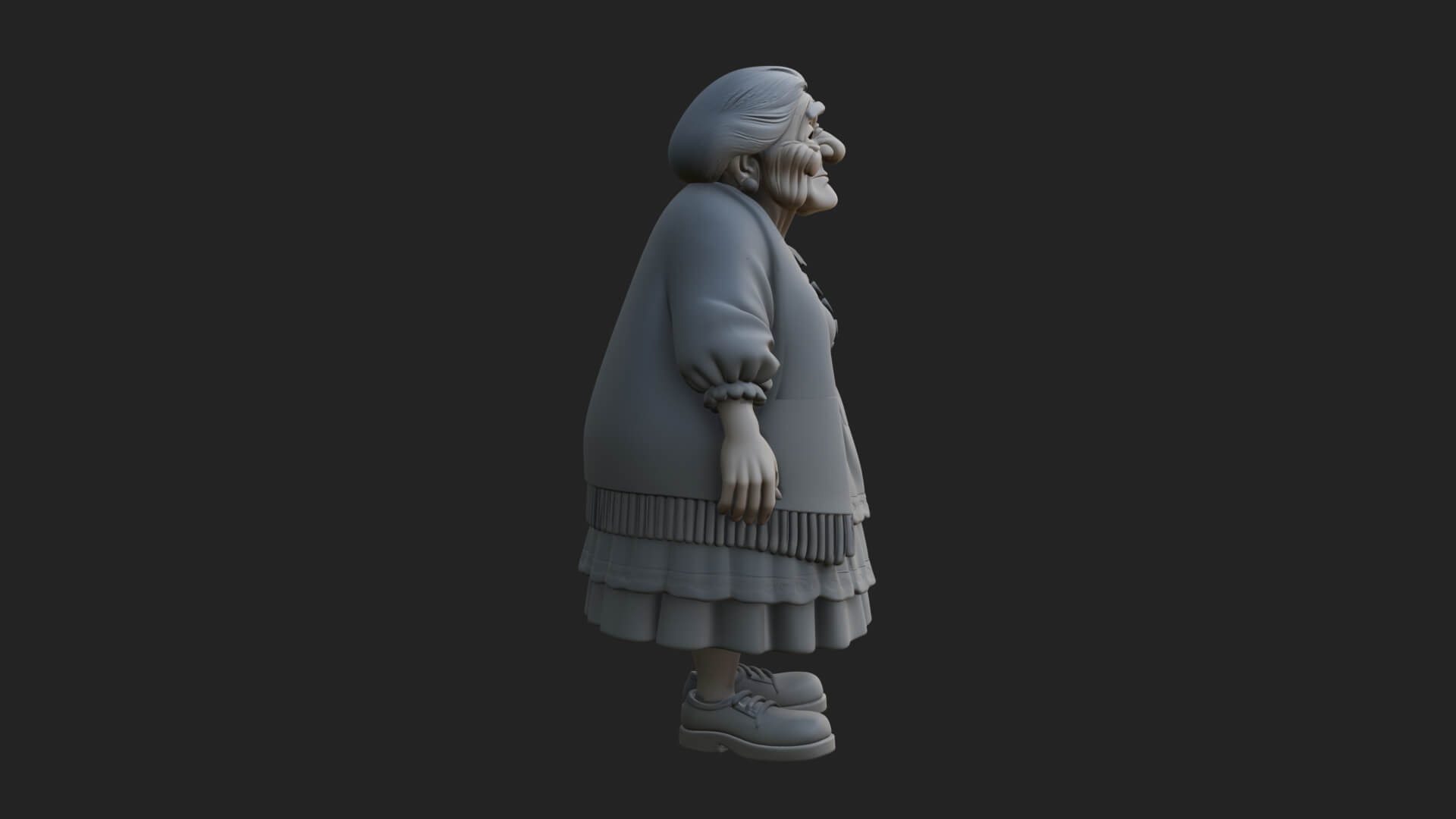Old Woman with Shawl Statue Design 4 3D Print Model 3D Model