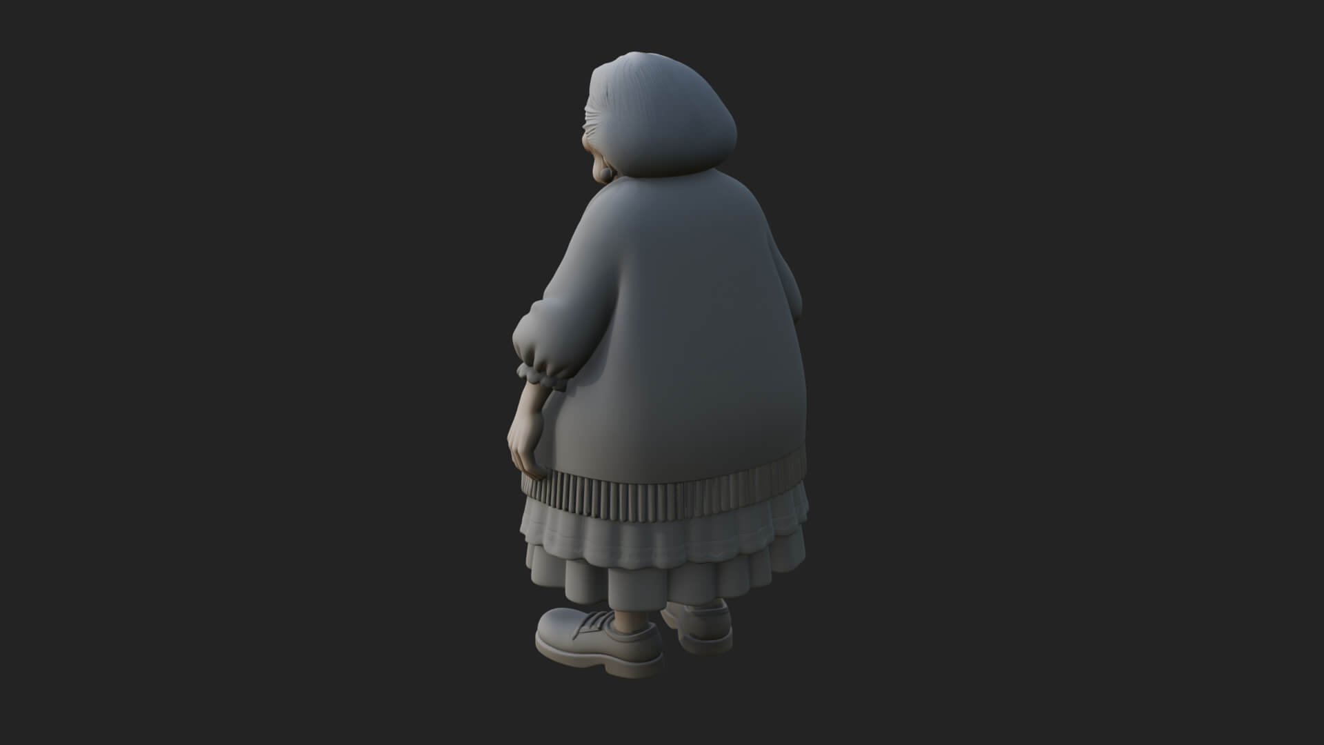 Old Woman with Shawl Statue Design 4 3D Print Model 3D Model