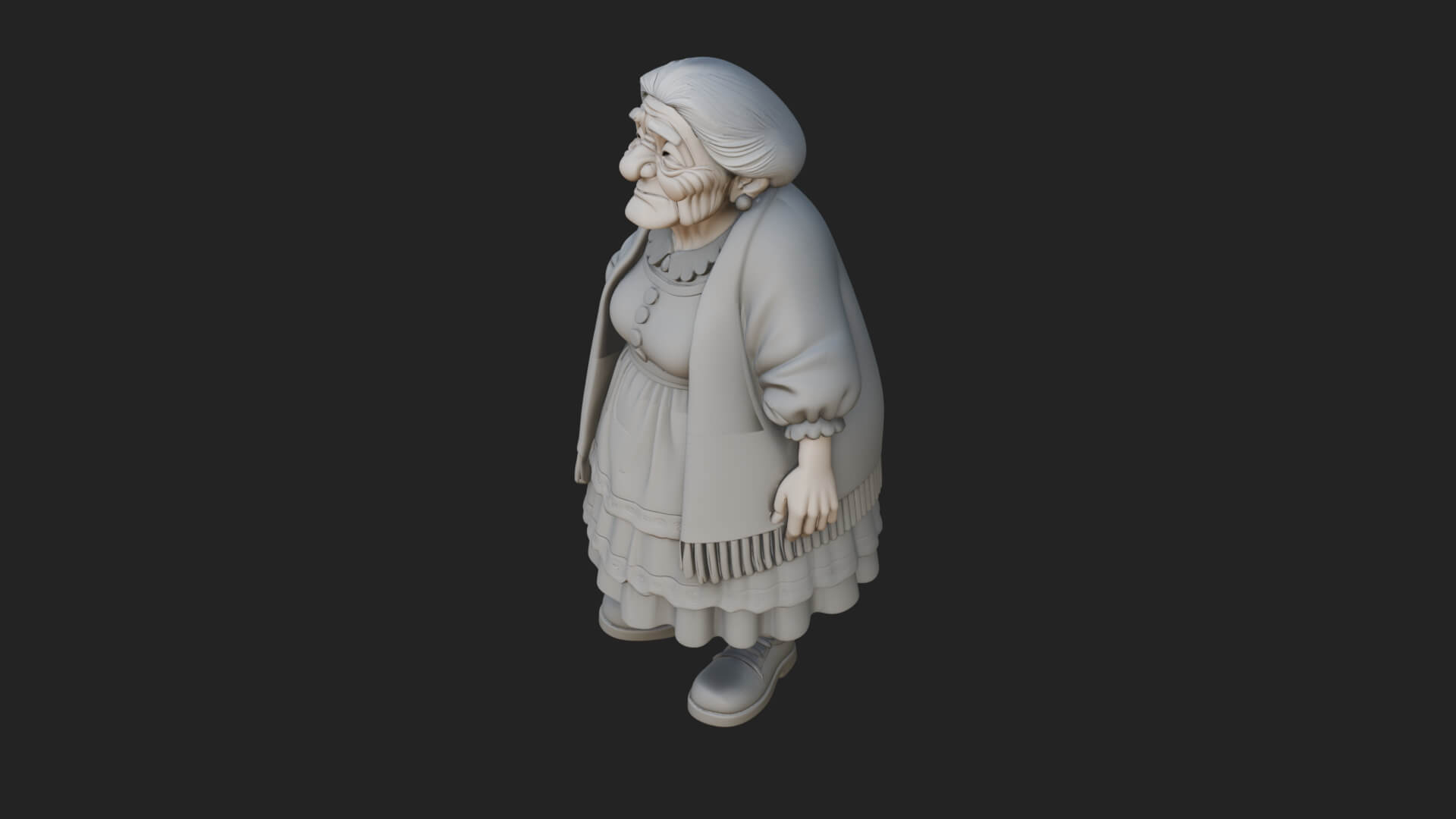Old Woman with Shawl Statue Design 4 3D Print Model 3D Model