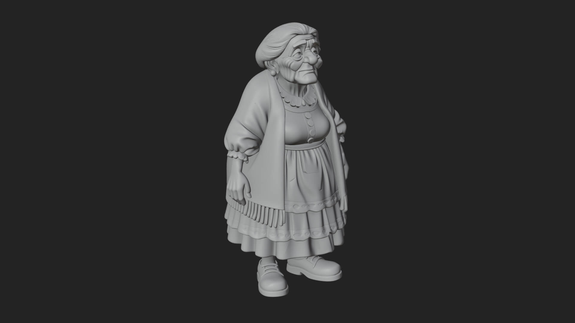 Old Woman with Shawl Statue Design 4 3D Print Model 3D Model