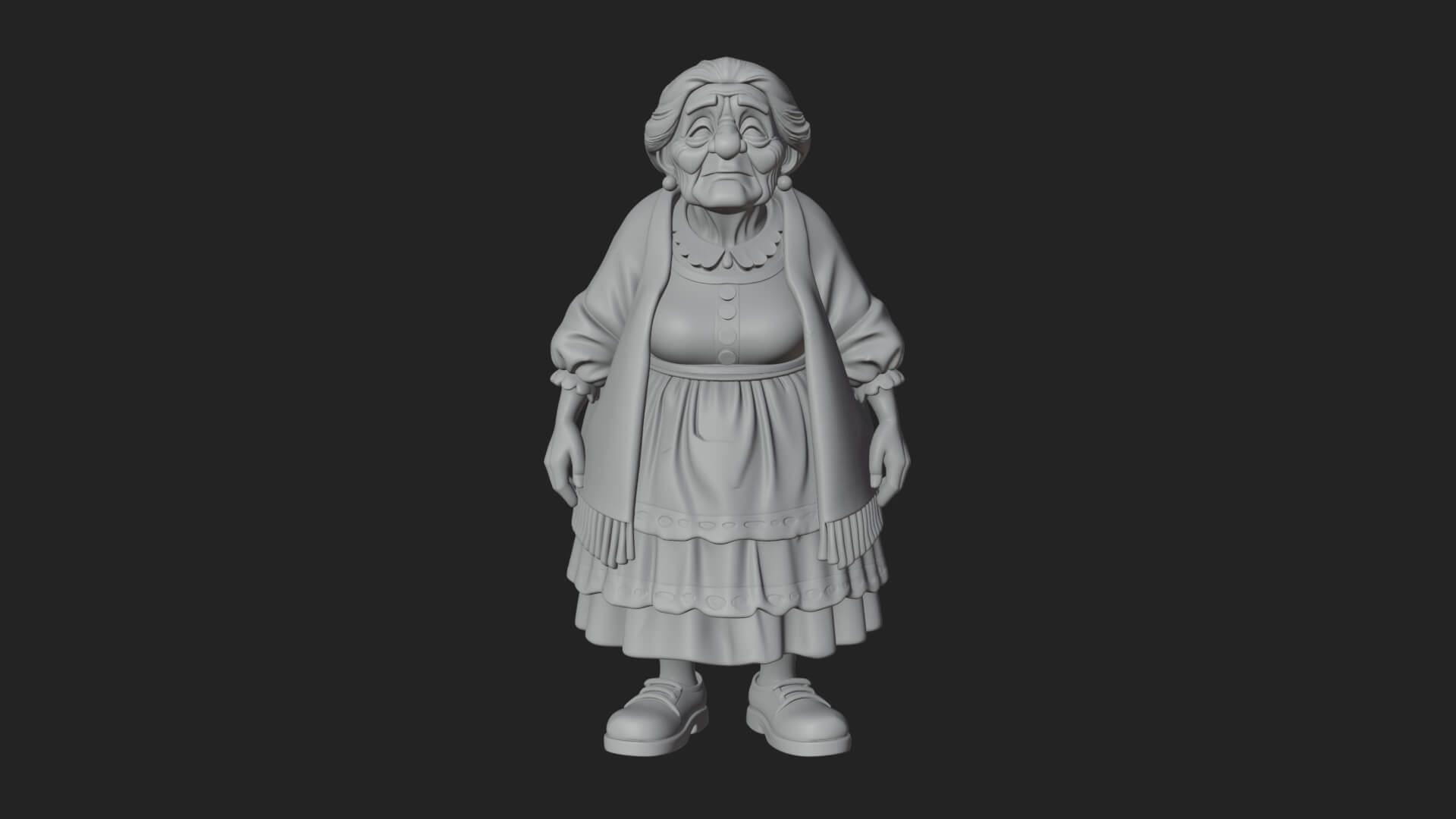 Old Woman with Shawl Statue Design 4 3D Print Model 3D Model