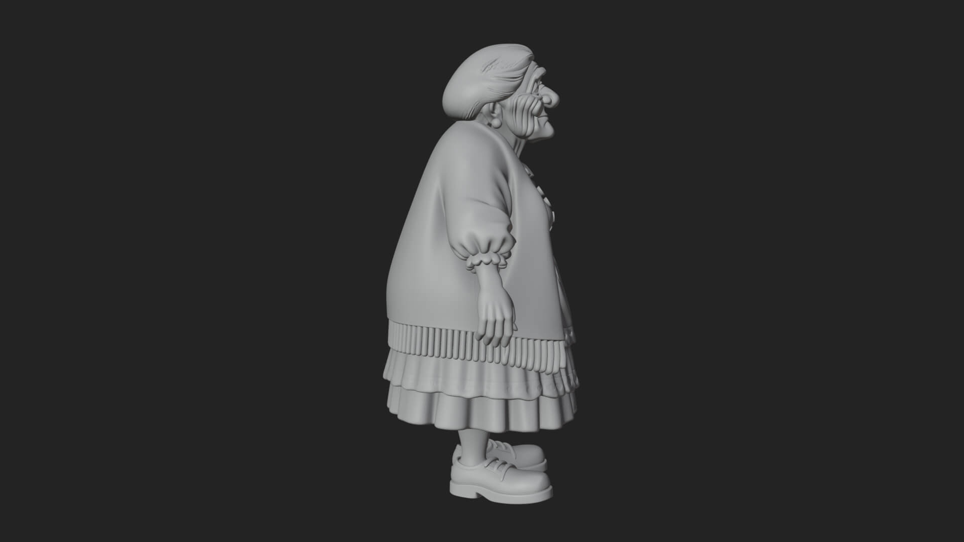 Old Woman with Shawl Statue Design 4 3D Print Model 3D Model