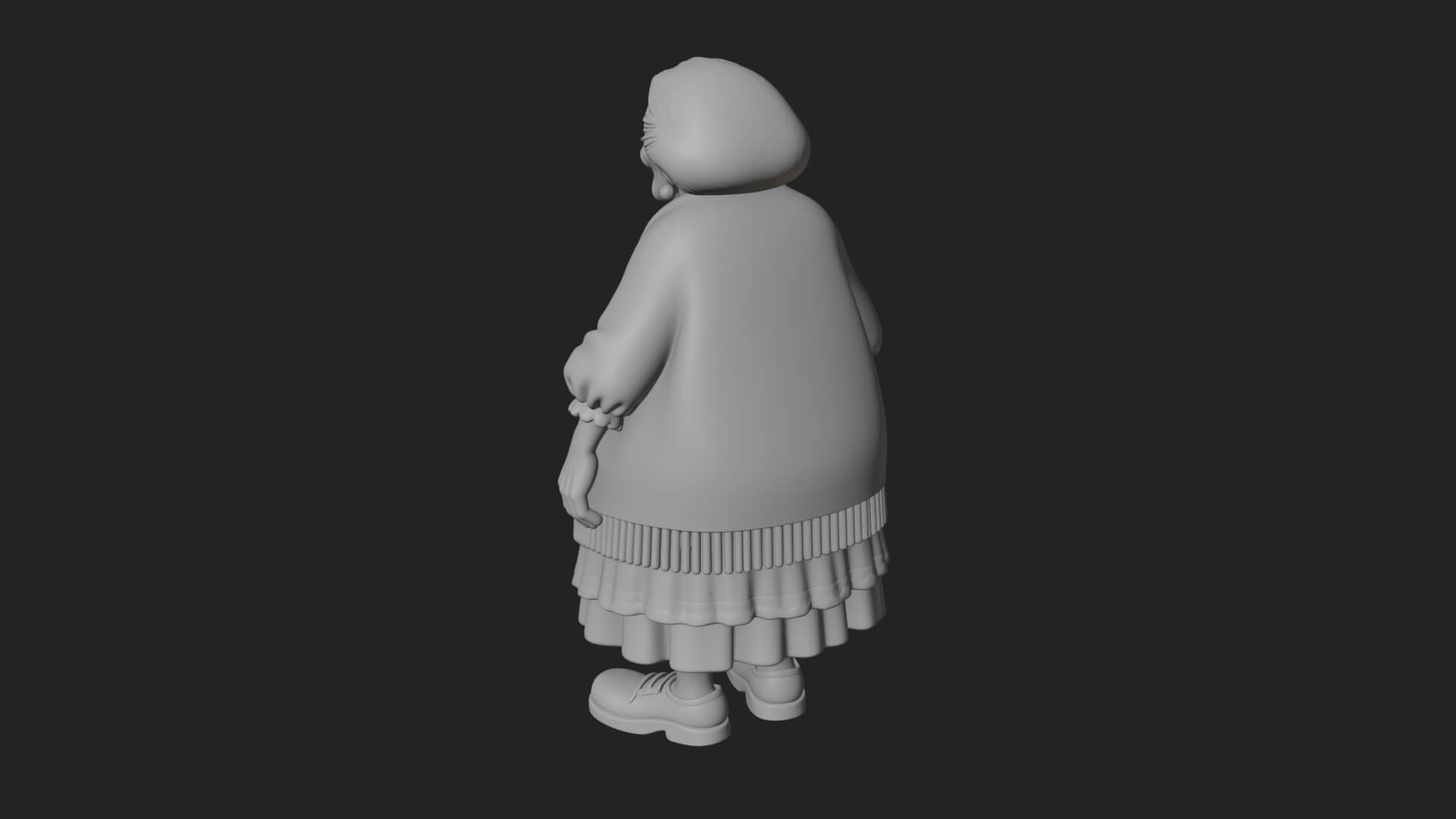 Old Woman with Shawl Statue Design 4 3D Print Model 3D Model