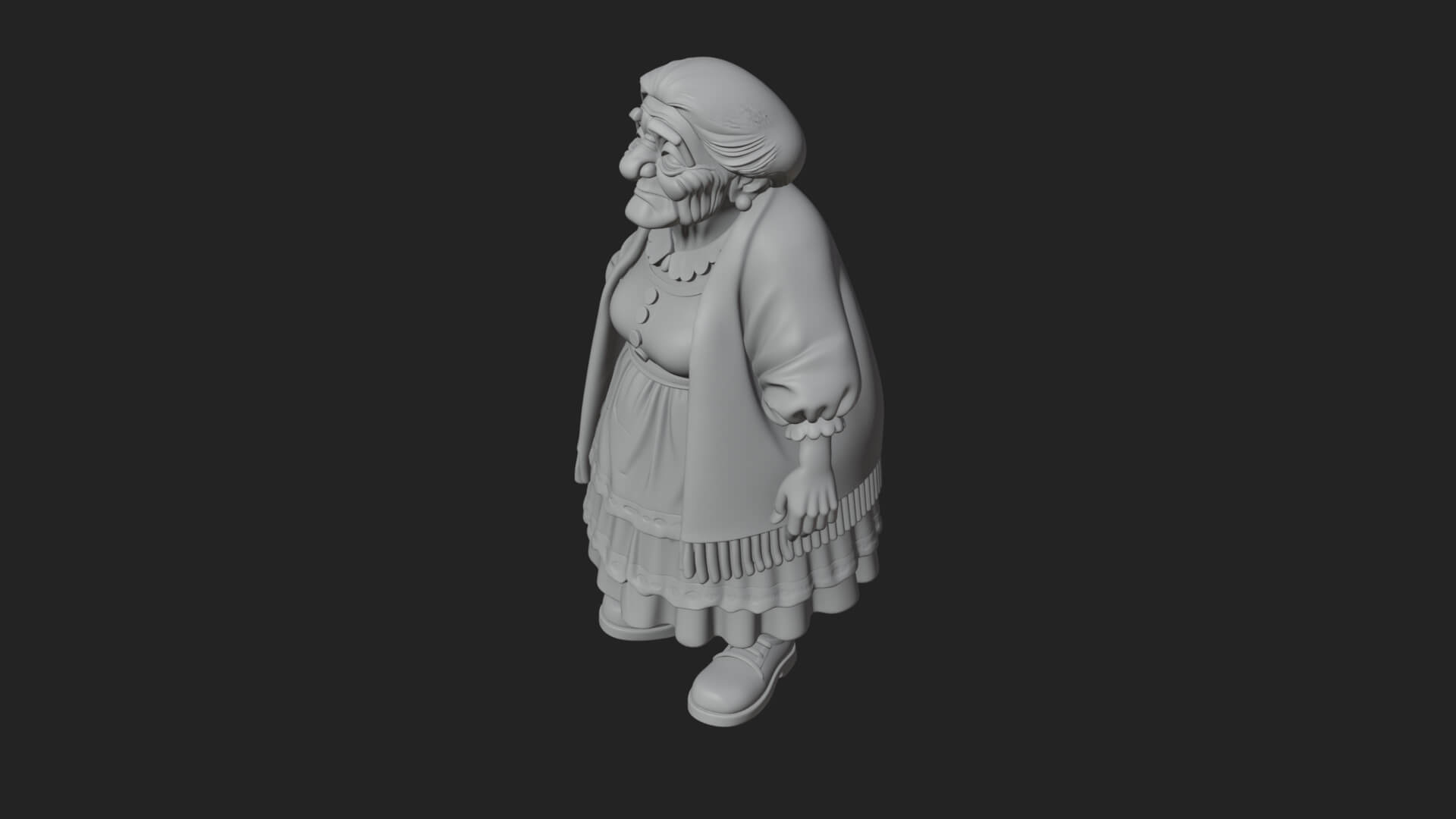 Old Woman with Shawl Statue Design 4 3D Print Model 3D Model