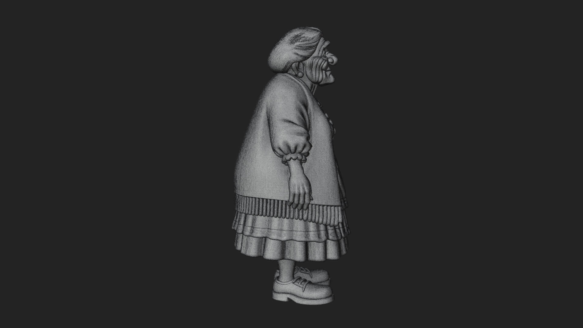 Old Woman with Shawl Statue Design 4 3D Print Model 3D Model