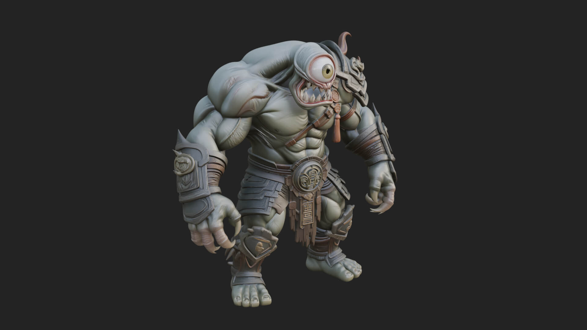 One-Eyed Ogre Brute Statue Design 1 3D Print Model 3D Model