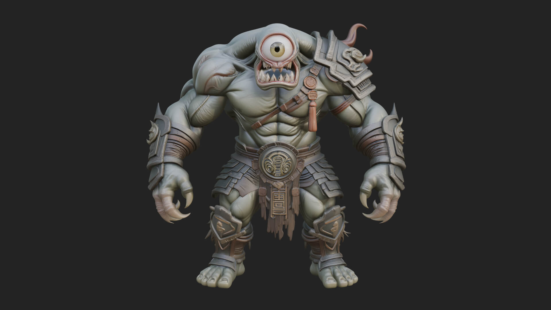 One-Eyed Ogre Brute Statue Design 1 3D Print Model 3D Model