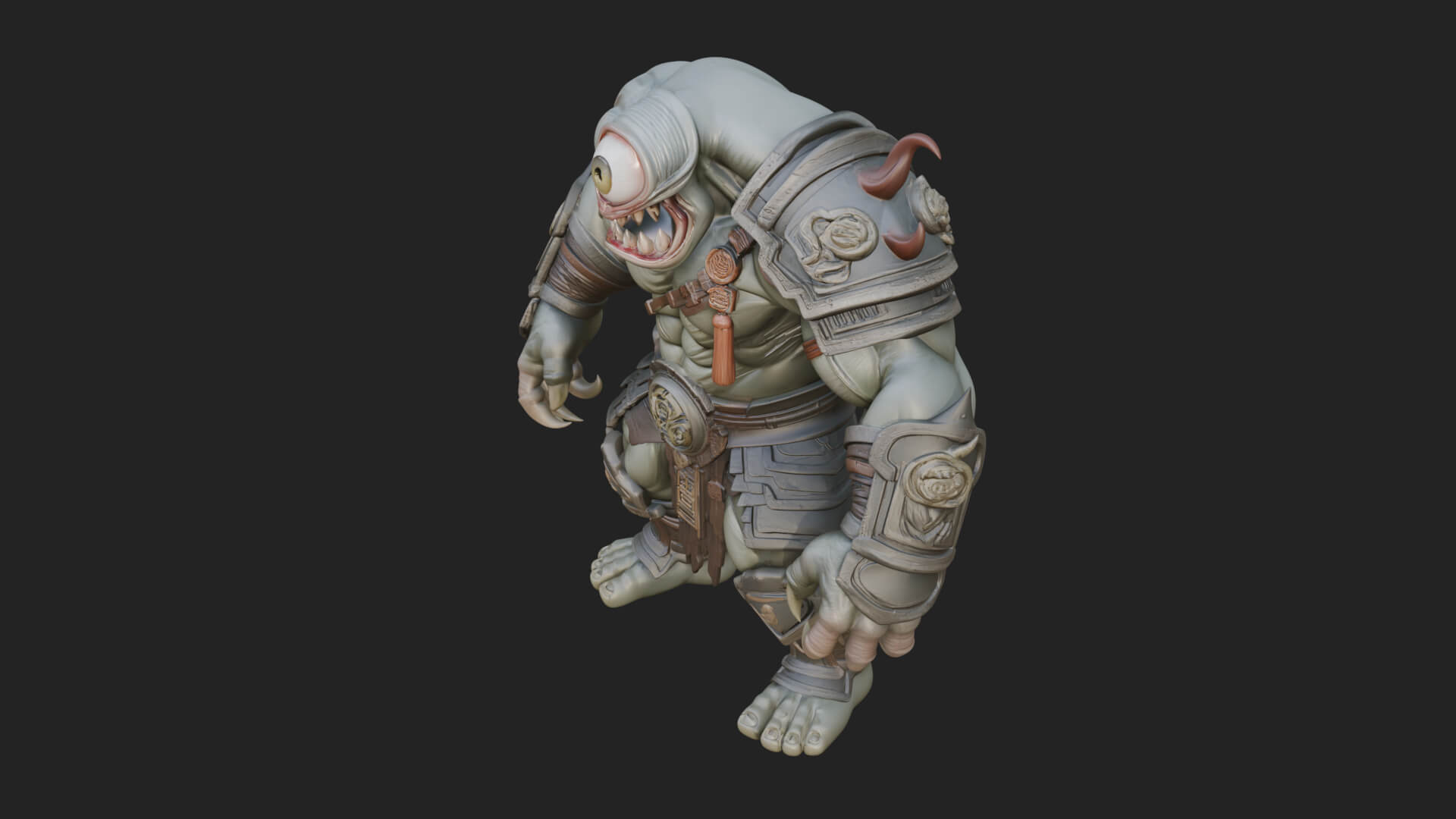 One-Eyed Ogre Brute Statue Design 1 3D Print Model 3D Model