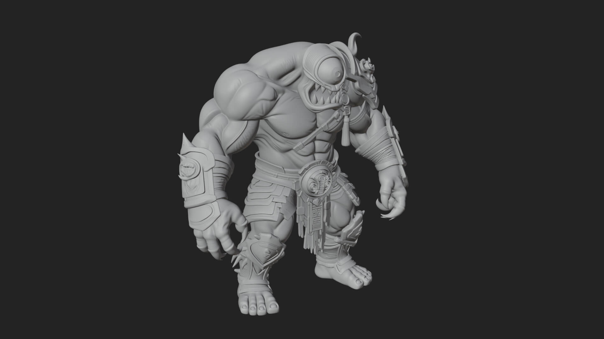 One-Eyed Ogre Brute Statue Design 1 3D Print Model 3D Model
