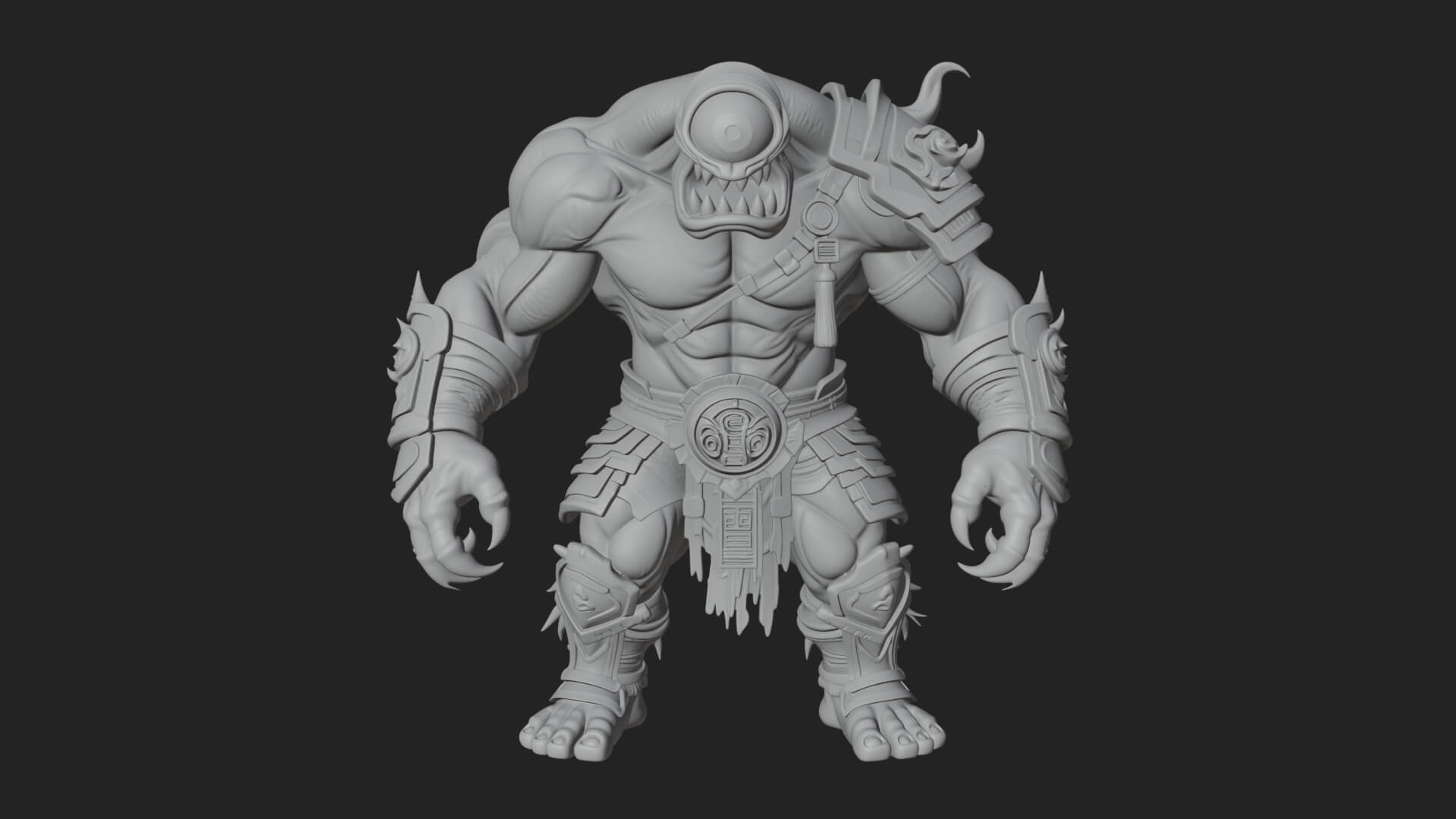 One-Eyed Ogre Brute Statue Design 1 3D Print Model 3D Model
