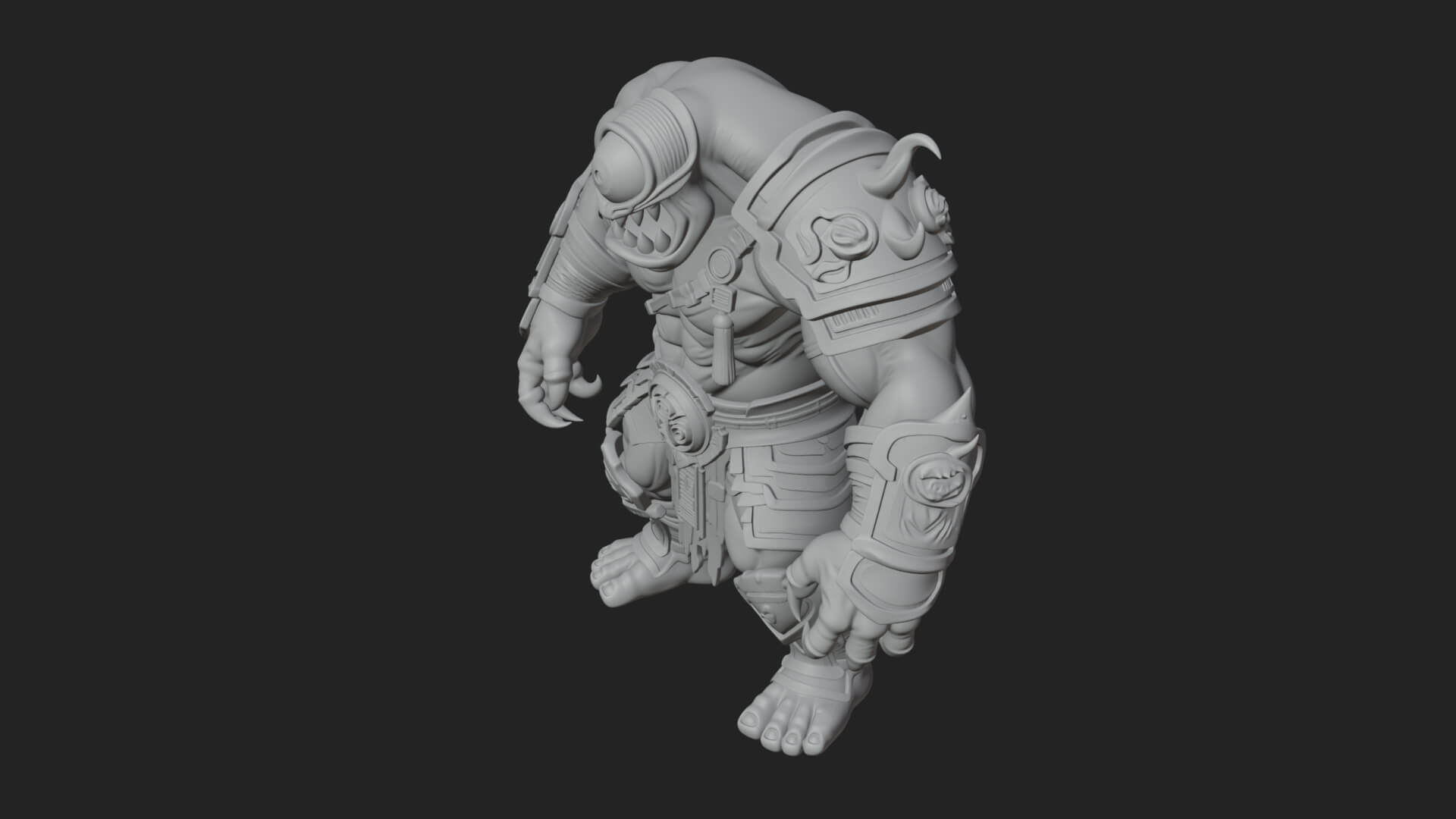 One-Eyed Ogre Brute Statue Design 1 3D Print Model 3D Model