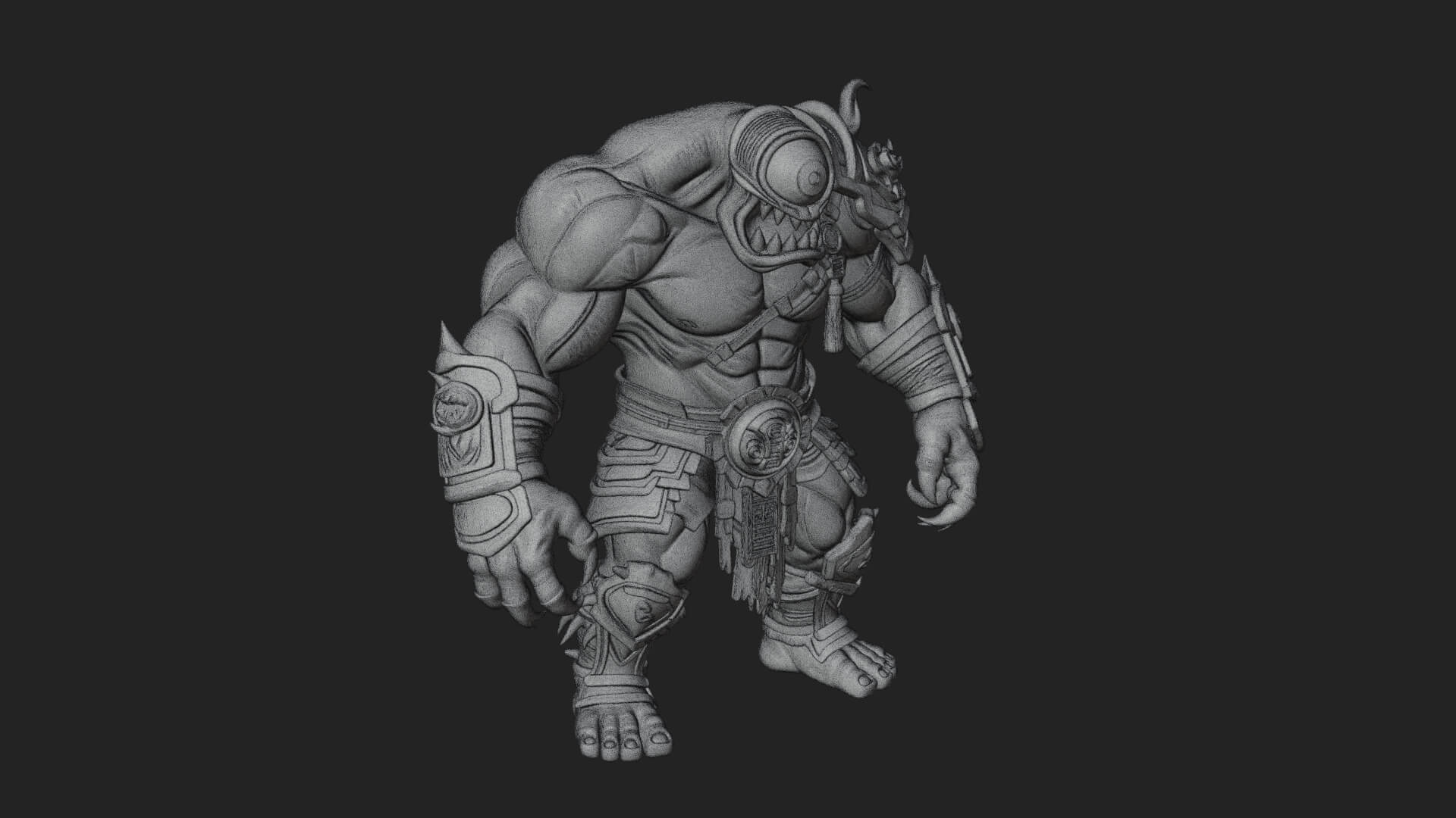 One-Eyed Ogre Brute Statue Design 1 3D Print Model 3D Model