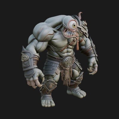 One-Eyed Ogre Brute Statue Design 1 3D Print Model