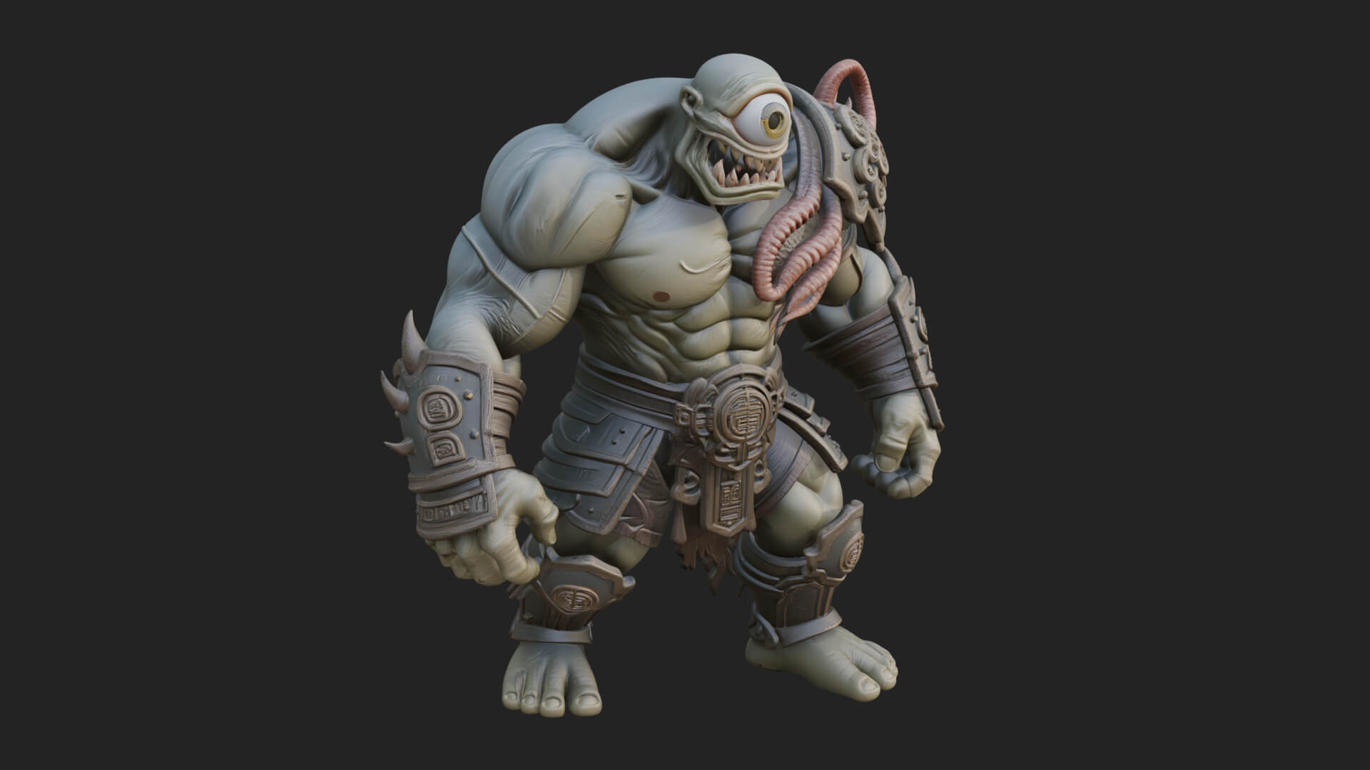 One-Eyed Ogre Brute Statue Design 2 3D Print Model 3D Model