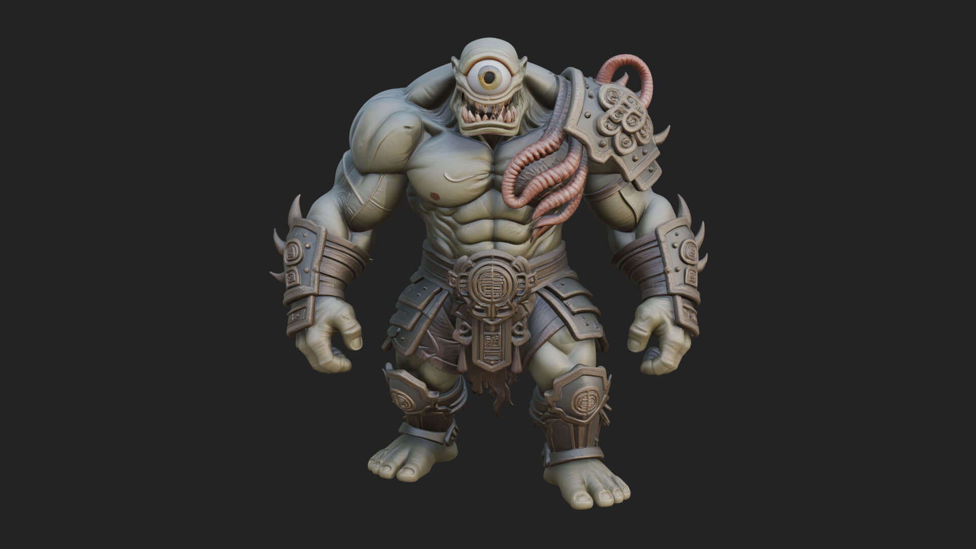 One-Eyed Ogre Brute Statue Design 2 3D Print Model 3D Model