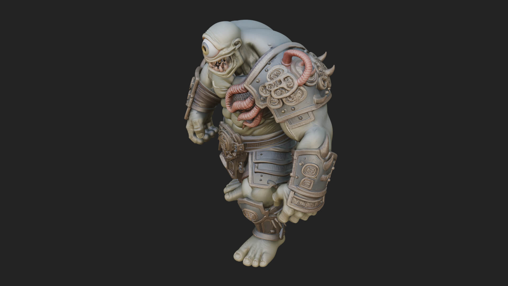 One-Eyed Ogre Brute Statue Design 2 3D Print Model 3D Model