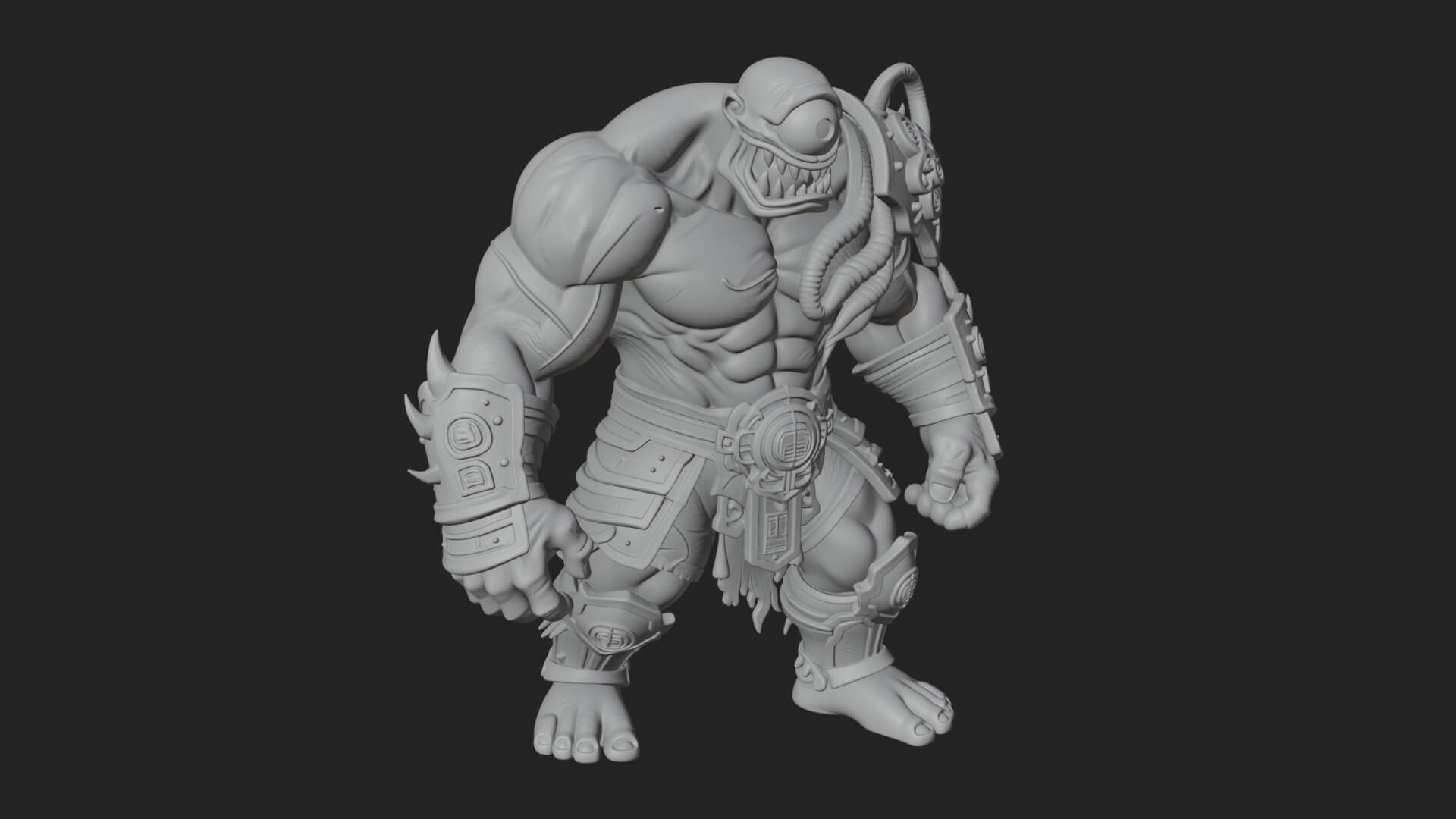 One-Eyed Ogre Brute Statue Design 2 3D Print Model 3D Model